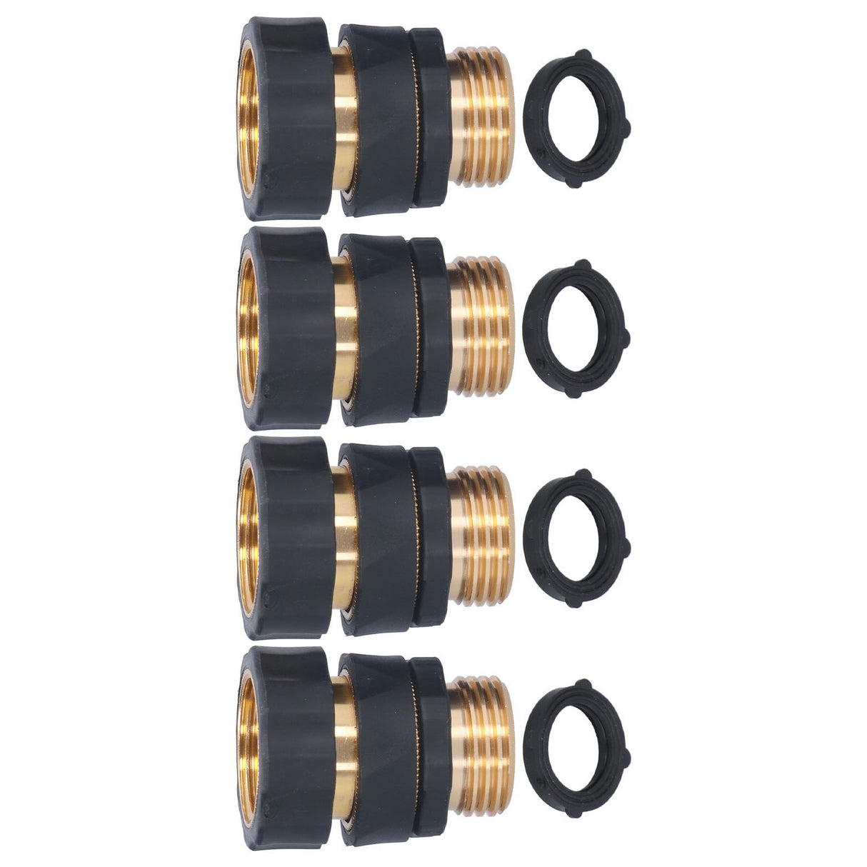 4Set Universal Hose Quick Connectors with Gaskets Brass Adapter Fittings Leakproof for Garden Irrigation