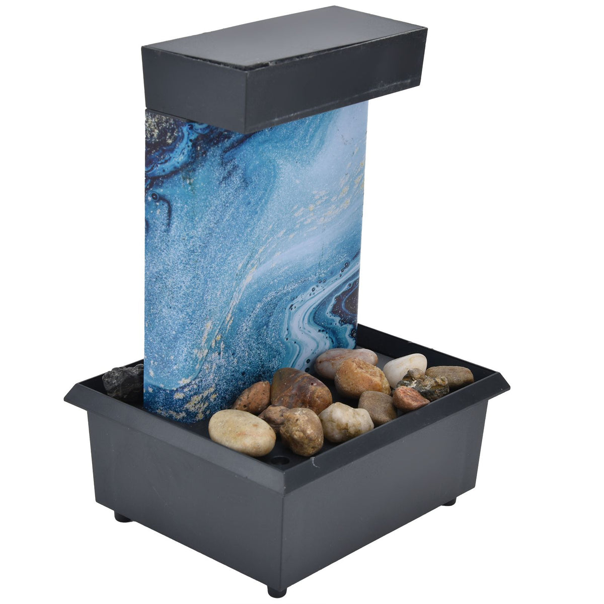 3V USB Marble Water Fountain Ornaments LED Tabletop Fountain with Stones for Home Office Table Decoration