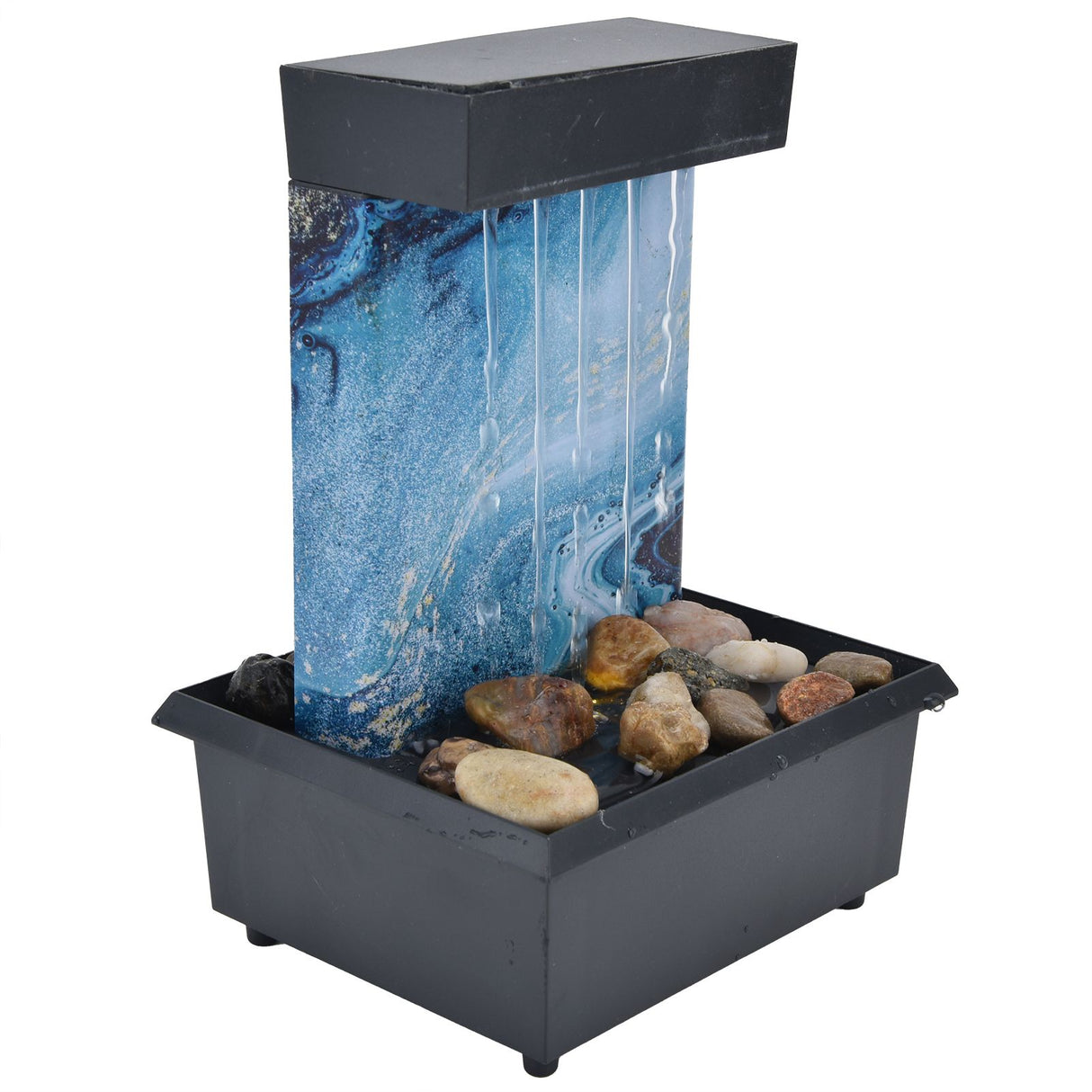 3V USB Marble Water Fountain Ornaments LED Tabletop Fountain with Stones for Home Office Table Decoration