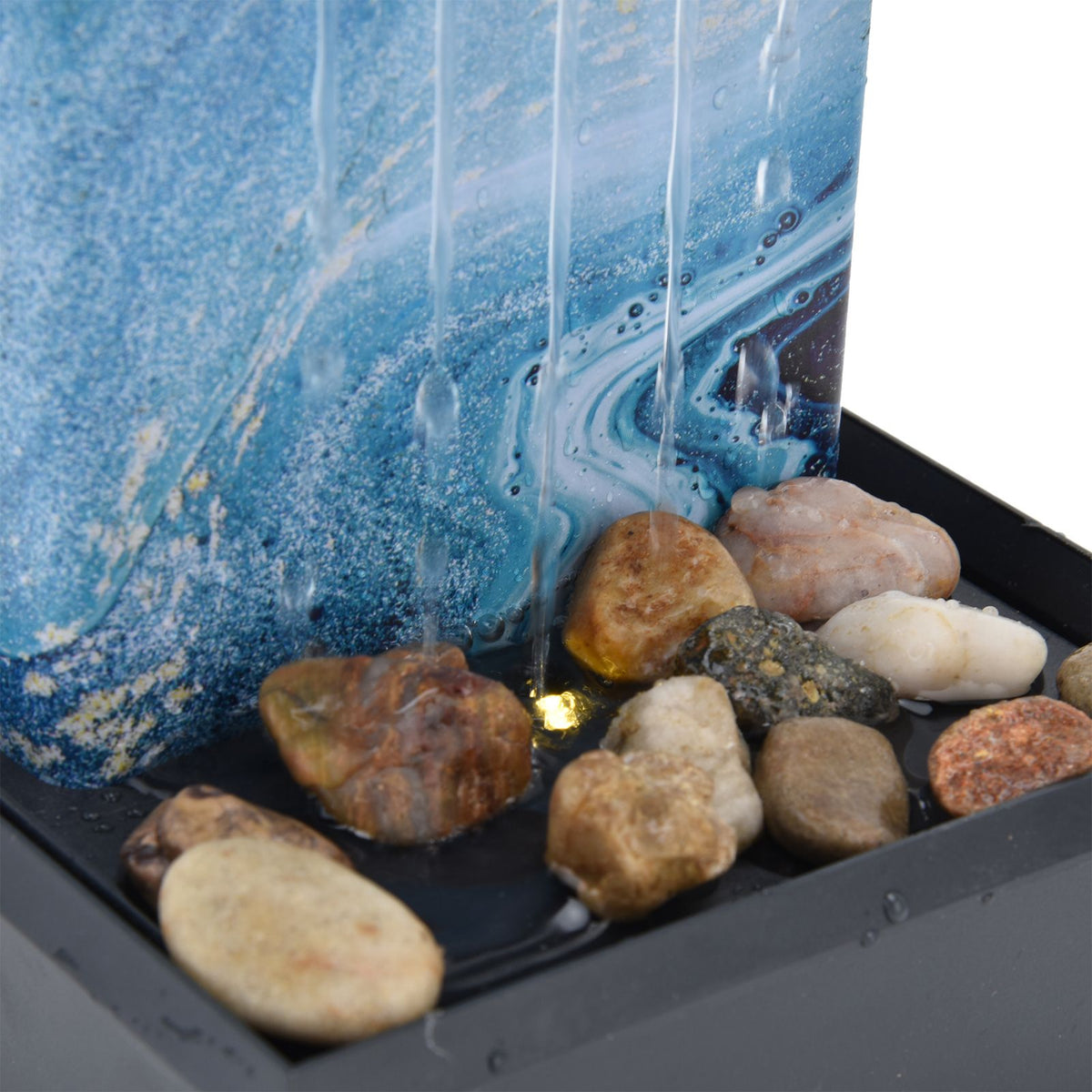 3V USB Marble Water Fountain Ornaments LED Tabletop Fountain with Stones for Home Office Table Decoration