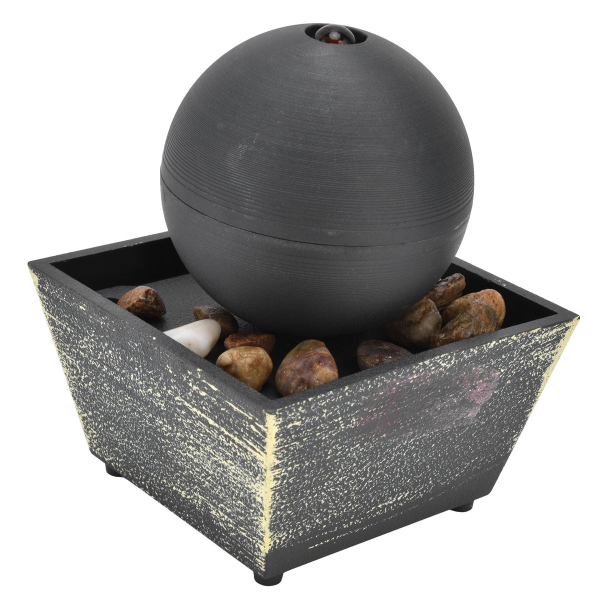 3V USB Indoor Tabletop Ball Fountain with LED Light and Stone Desktop Fountain for Home Office Decor