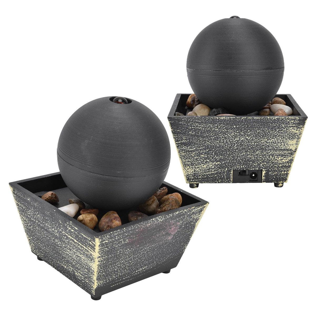 3V USB Indoor Tabletop Ball Fountain with LED Light and Stone Desktop Fountain for Home Office Decor
