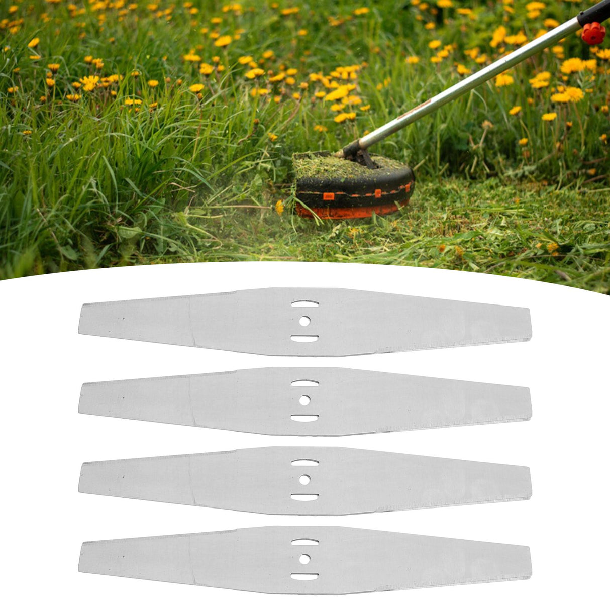 4PCS Lawn Mower Blades Stainless Steel Electric Grass Trimmer Cutter Blade Replacement Set for Yard and Garden Weeder Tool