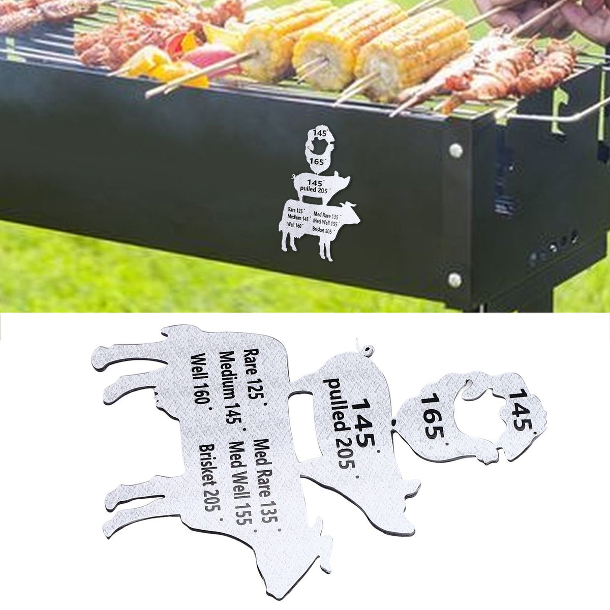 Meat Temperature Magnet Animal Internal Temperature Guide Acrylic Beef Pork Chicken Fish Grill Accessory for BBQ Cooking