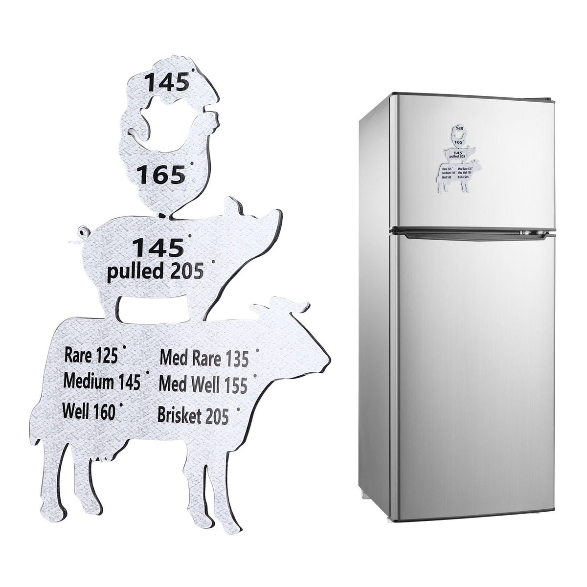 Meat Temperature Magnet Animal Internal Temperature Guide Acrylic Beef Pork Chicken Fish Grill Accessory for BBQ Cooking