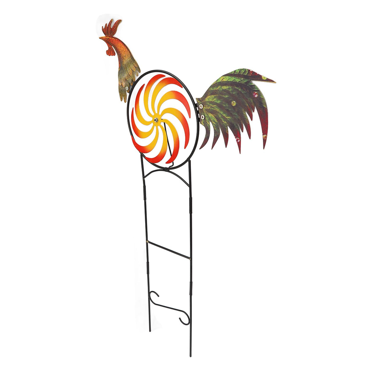 Rooster Wind Spinner Metal Iron Windmill Decorative Cock Wind Sculpture for Outdoor Farm Lawn Yard Patio Garden Ornaments