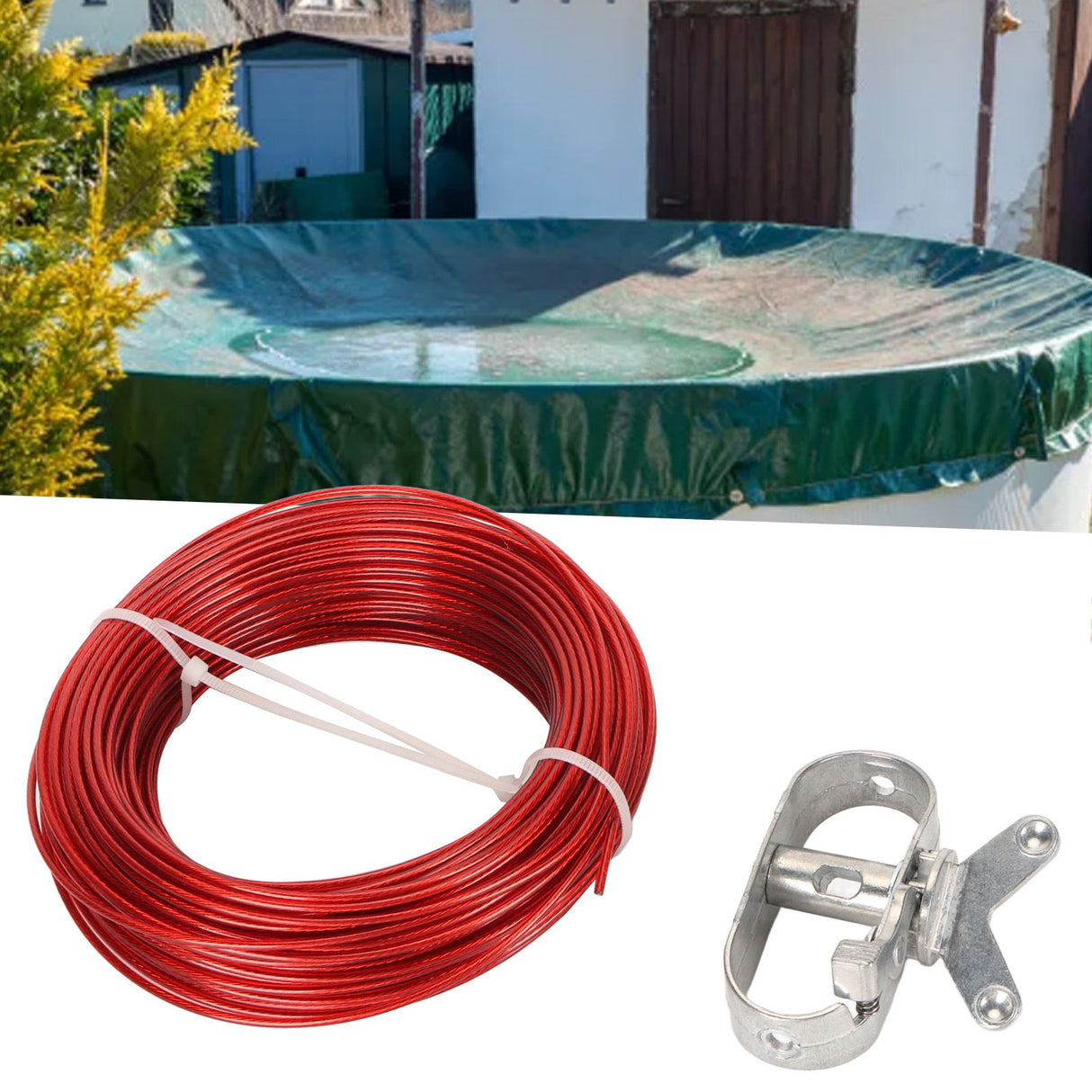 150ft Pool Cover Cable with Rustproof Aluminum Winch for Above Ground Swimming Pool
