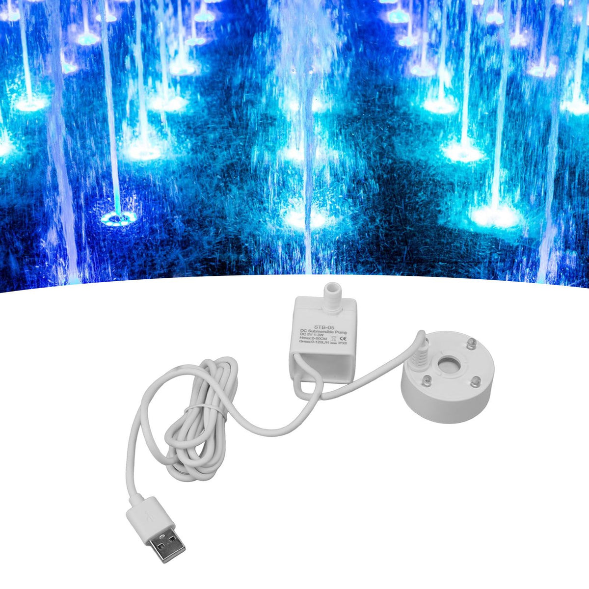 Mist Maker USB Fog Maker with Pump LED Colorful Lighting Fountain Atomizer Humidifier 5V Fog Machine for Pond Garden Office White