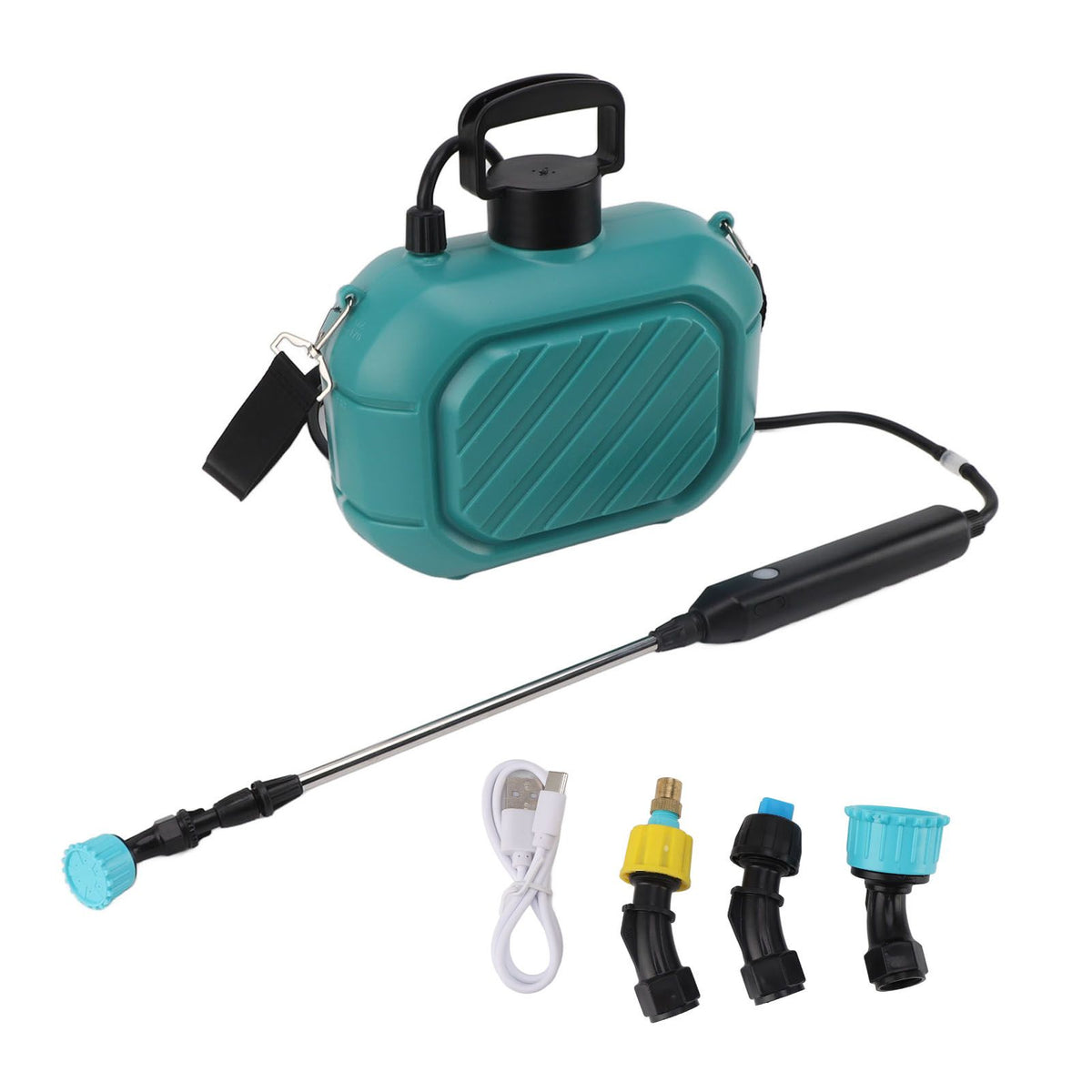 Battery Powered Sprayer 5L Rechargeable Portable Electric Garden Sprayer with Telescopic Wand and Shoulder Strap for Home Lawn Blue