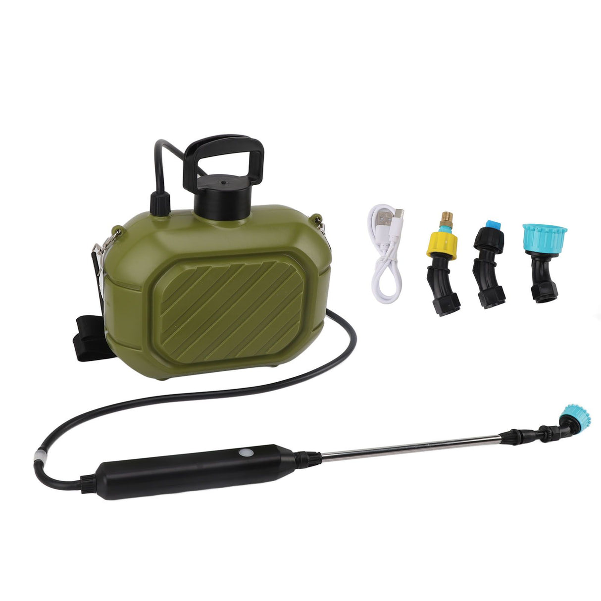 Battery Powered Sprayer 5L Rechargeable Portable Electric Garden Sprayer with Telescopic Wand and Shoulder Strap for Home Lawn Green
