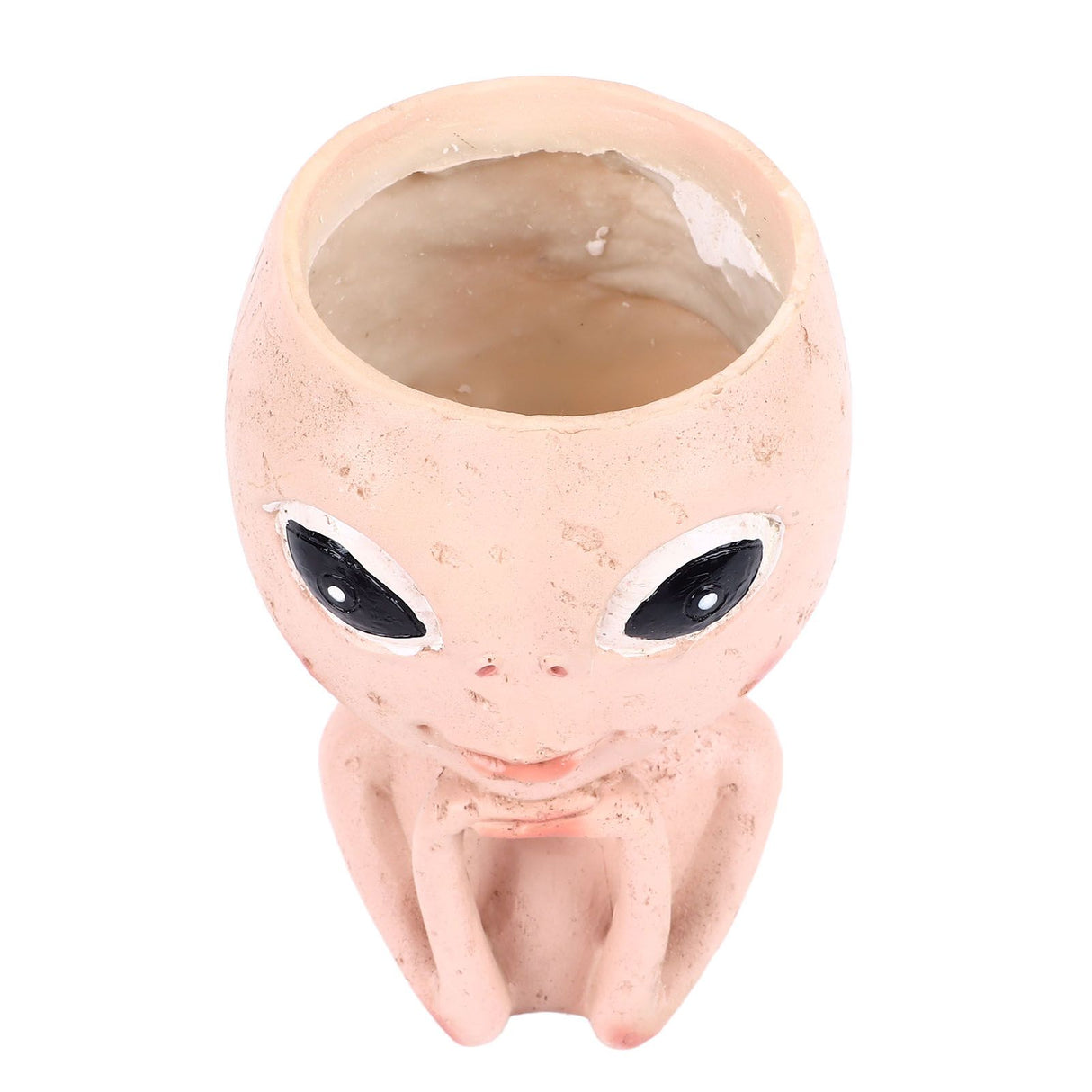Head Planter Resin Unique Succulent Flower Pot Open Eyed Alien Face Planter Desktop Ornament with Drainage Hole for Indoor Outdoor Decoration