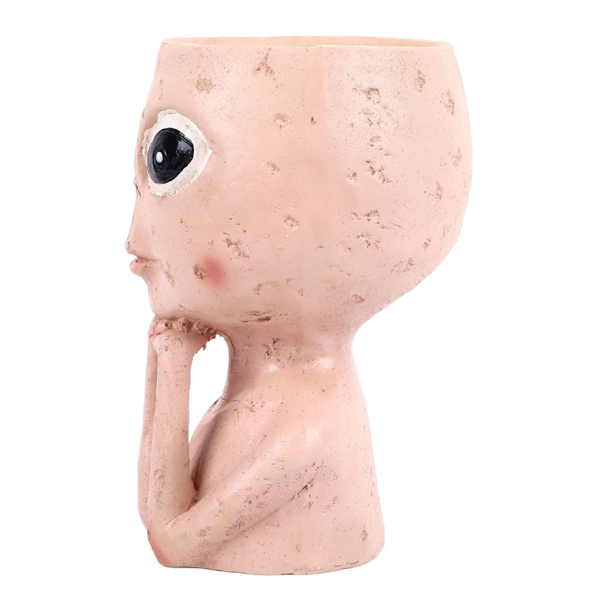 Head Planter Resin Unique Succulent Flower Pot Open Eyed Alien Face Planter Desktop Ornament with Drainage Hole for Indoor Outdoor Decoration