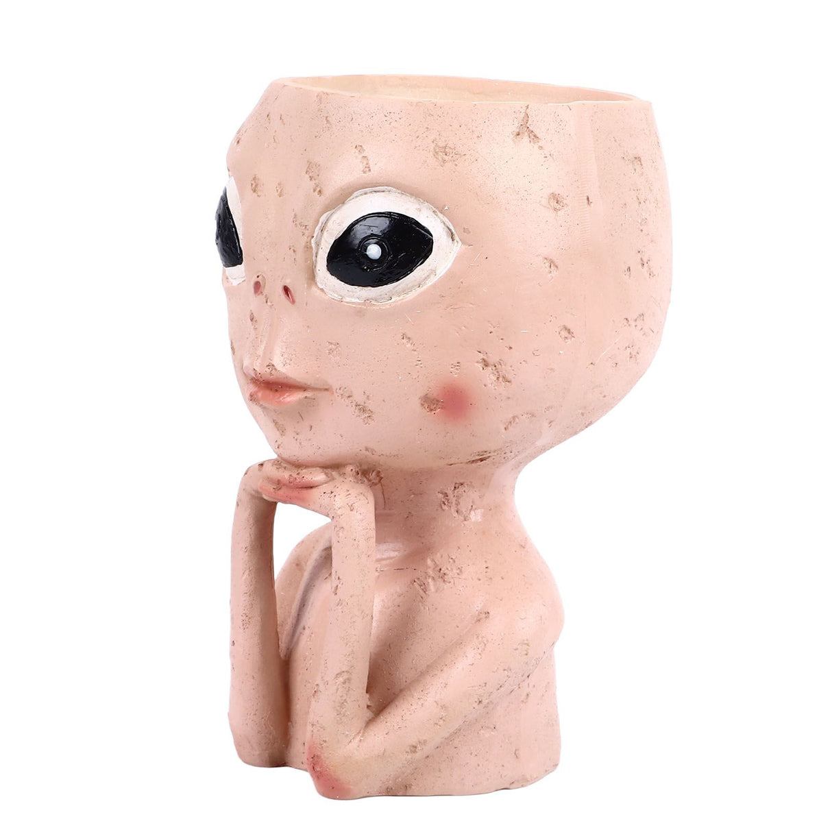 Head Planter Resin Unique Succulent Flower Pot Open Eyed Alien Face Planter Desktop Ornament with Drainage Hole for Indoor Outdoor Decoration