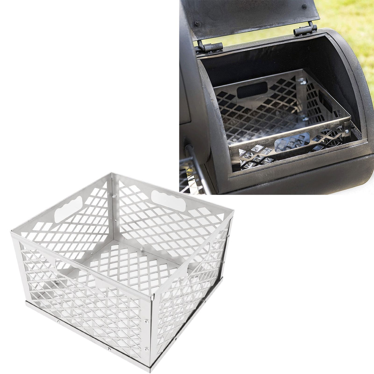 Charcoal Basket Detachable Design Portable Rugged Durable Stainless Steel Charcoal Fire Basket for Barbecue