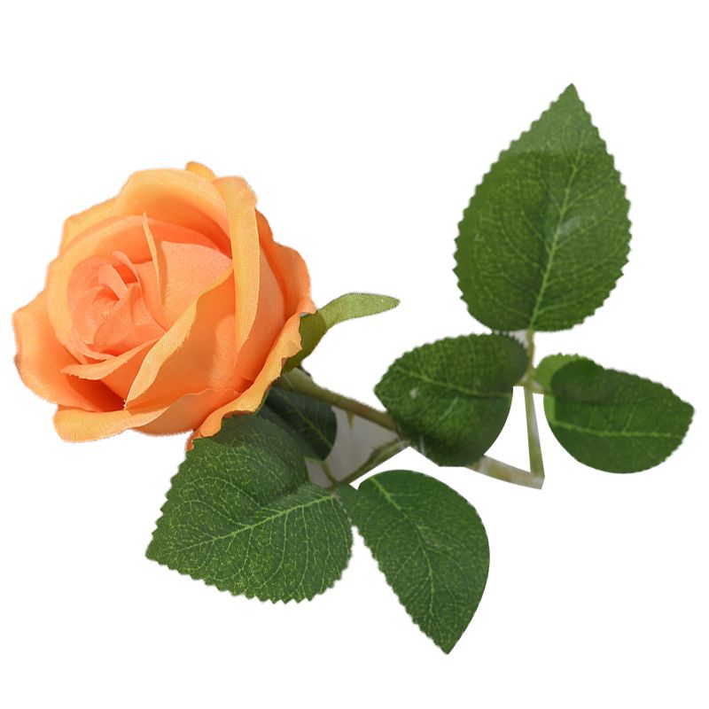 Simulated Silk Flowers Roses Home Living Room Simulation Flowers Decorative Ornaments Artificial Single Silk Flowers Roses Orange