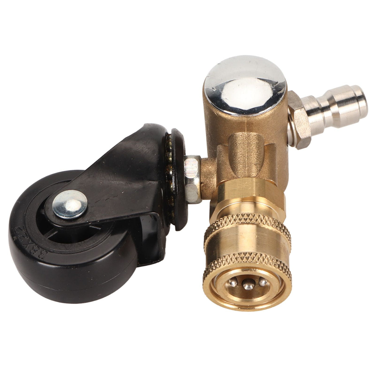 Undercarriage Cleaner Swivel Wheel with 1/4in Quick Connector Brass Pressure Washer Adapter Joint Wheel Attachment for Road Cleaning
