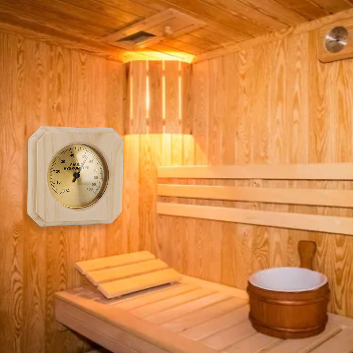 Wooden Sauna Hygrothermograph Wall Mounted Reliable High Accuracy Sauna Humidity Temperature for Indoor