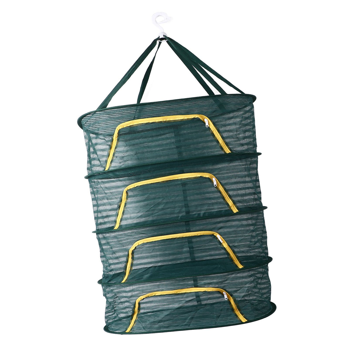 4 Layer Herb Drying Rack with U Shaped Zipper Dark Green Foldable High Elastic Fine Mesh Plant Drying Rack Net for Herbs Plants Seeds