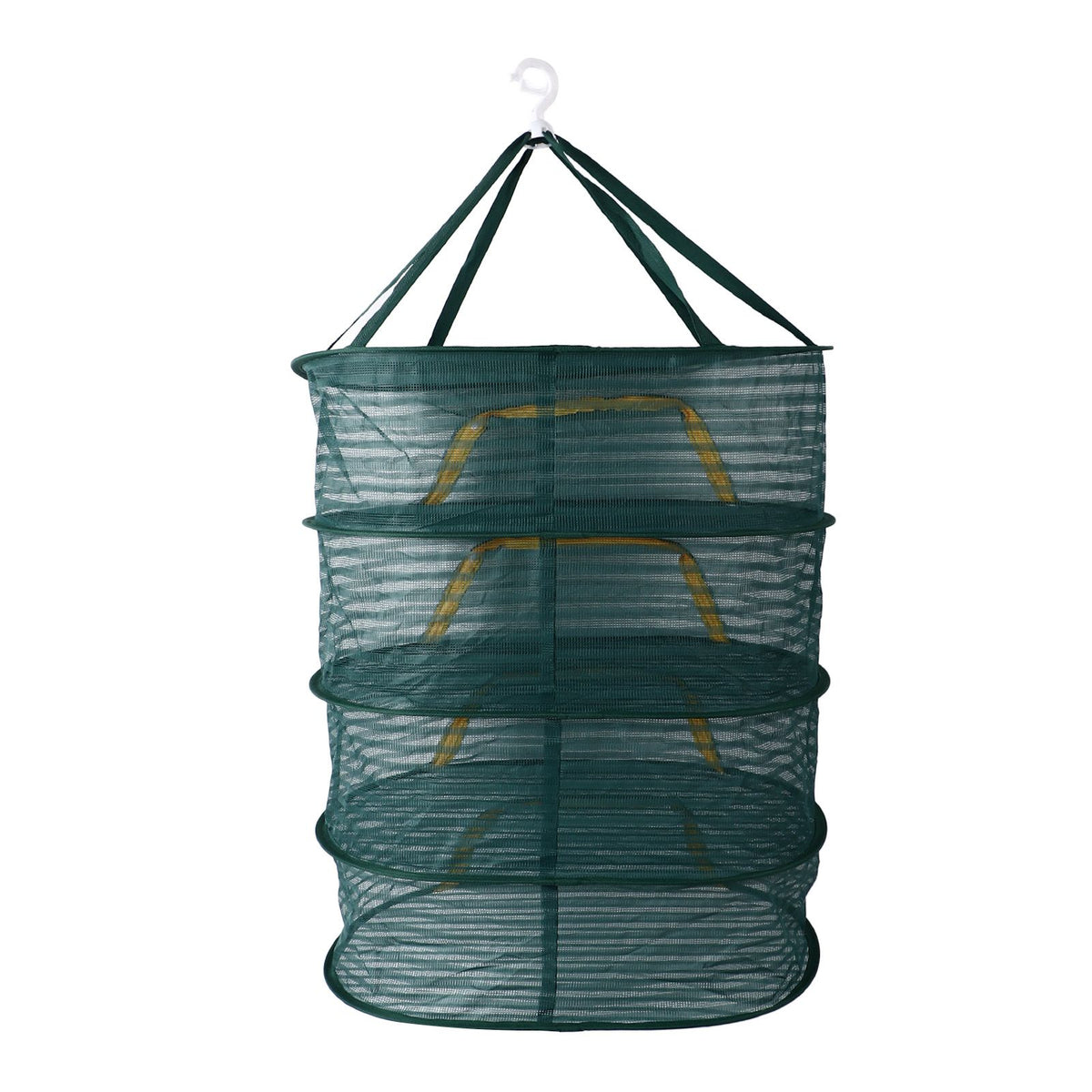 4 Layer Herb Drying Rack with U Shaped Zipper Dark Green Foldable High Elastic Fine Mesh Plant Drying Rack Net for Herbs Plants Seeds