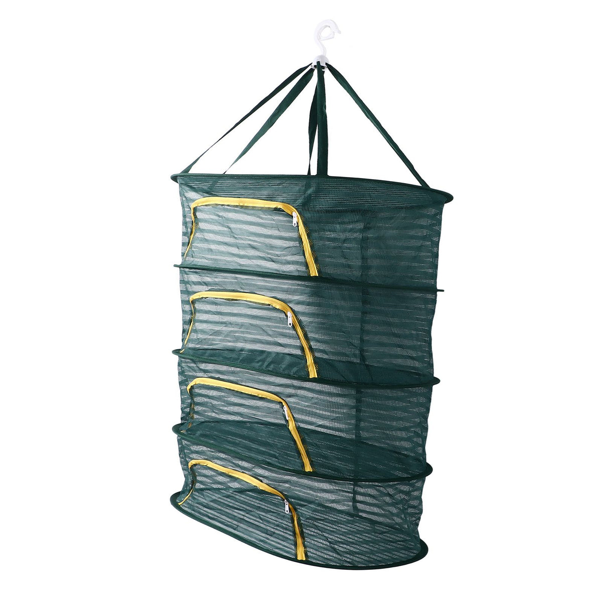 4 Layer Herb Drying Rack with U Shaped Zipper Dark Green Foldable High Elastic Fine Mesh Plant Drying Rack Net for Herbs Plants Seeds