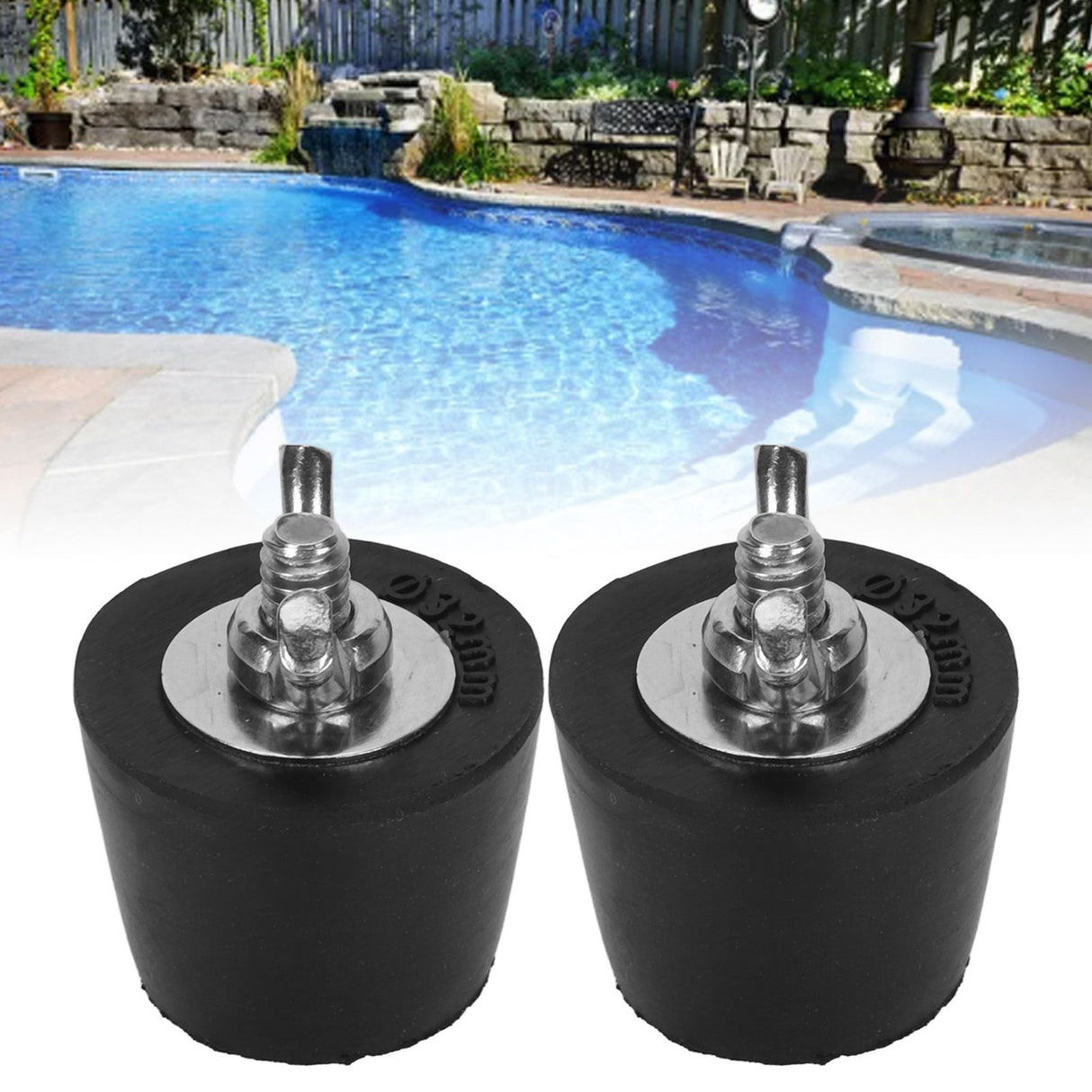 2PCS Pool Winterizing Plug Rubber Stainless Steel Pool Winter Expansion Plugs for Swimming Pool Pipework Winter Fittings 32mm/1.3in