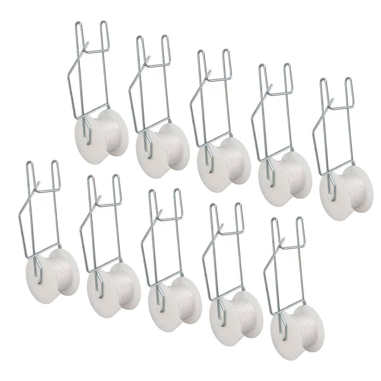 10pcs Tomato Roller Hooks Galvanized Steel Wire PP Heat Resistant Space Saving 15m Twine Vine Crop Trellis Roller Hooks for Cucumber Loofah Grapes