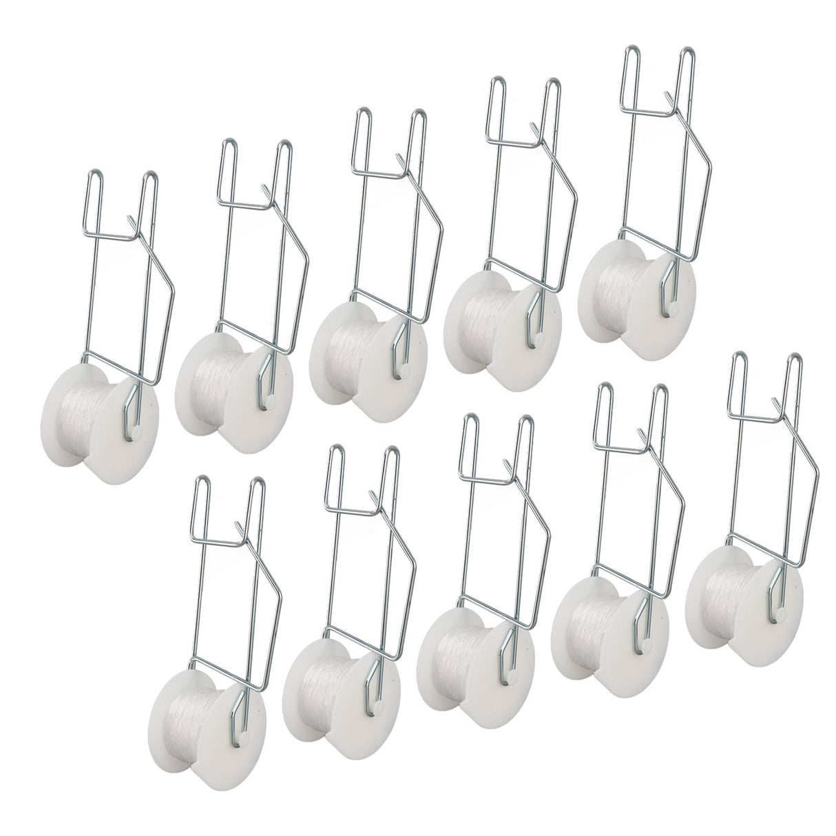 10pcs Tomato Roller Hooks Galvanized Steel Wire PP Heat Resistant Space Saving 15m Twine Vine Crop Trellis Roller Hooks for Cucumber Loofah Grapes
