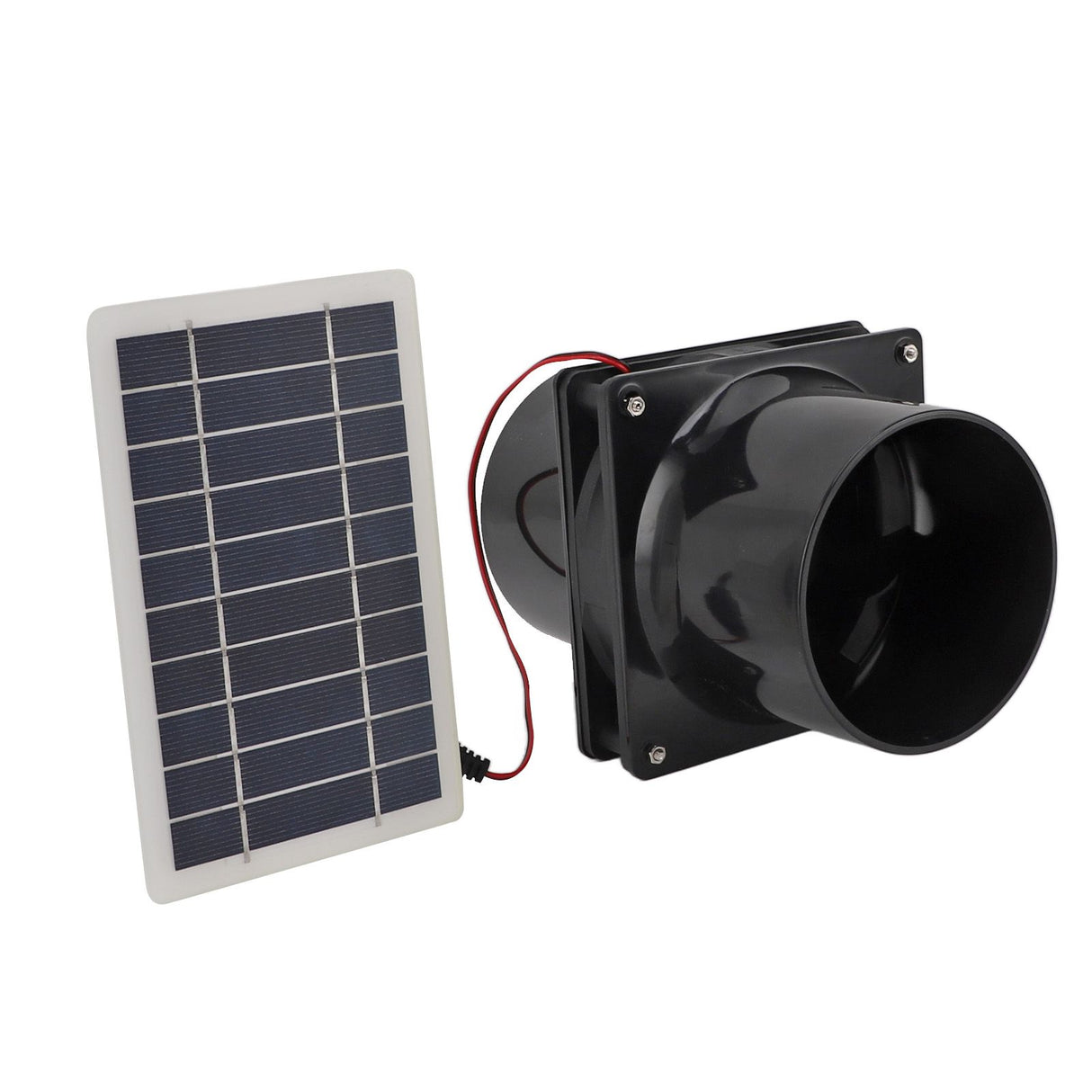 10W 12V Solar Powered Exhaust Fan for Round Pipe ABS Solar Panel Ventilation Fan Kit for Pet House Chicken Coop RV Greenhouse