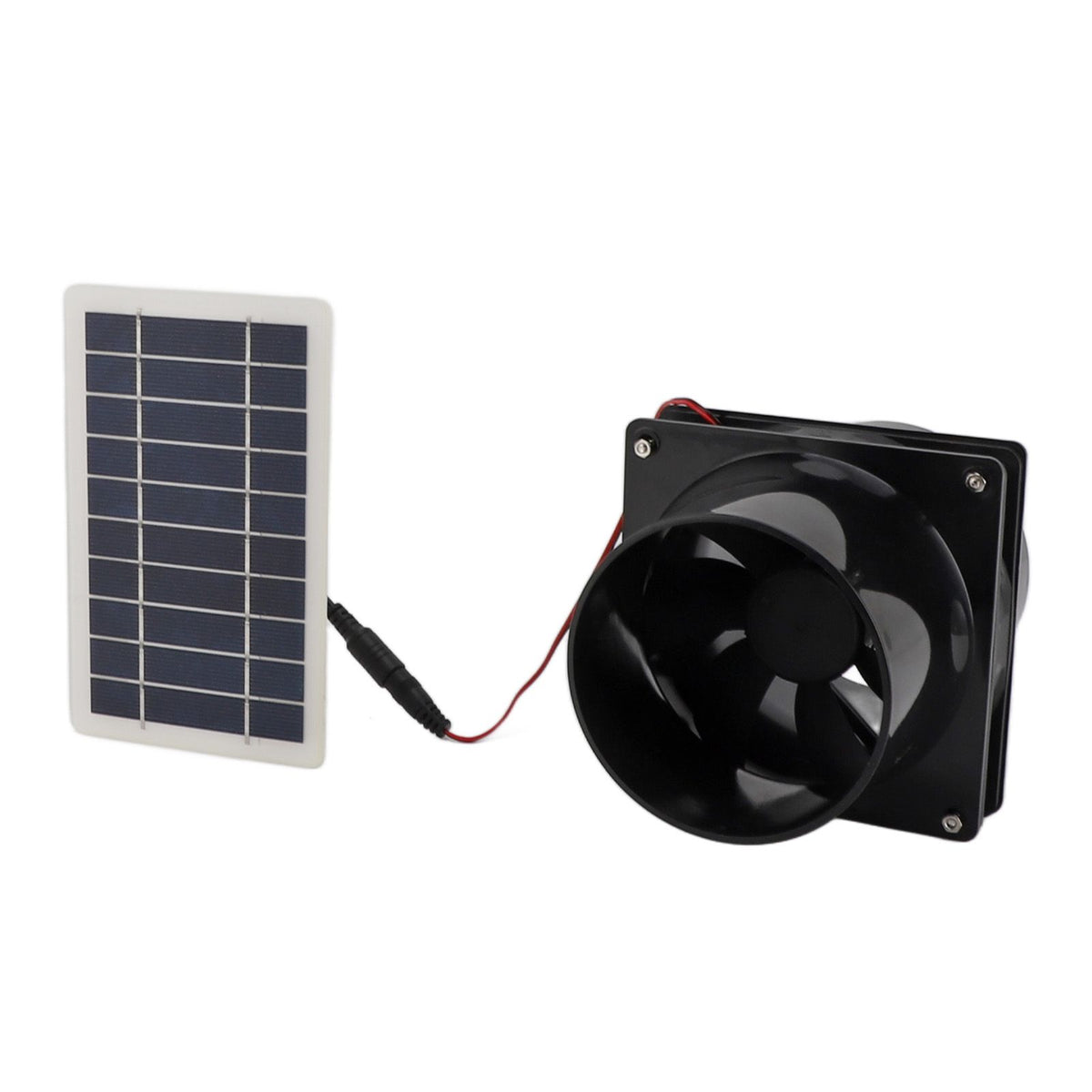 10W 12V Solar Powered Exhaust Fan for Round Pipe ABS Solar Panel Ventilation Fan Kit for Pet House Chicken Coop RV Greenhouse