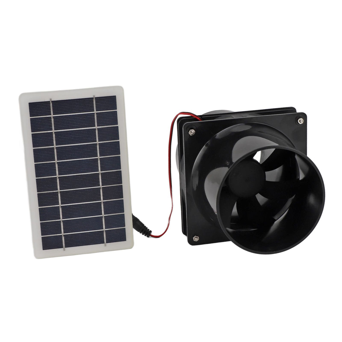 10W 12V Solar Powered Exhaust Fan for Round Pipe ABS Solar Panel Ventilation Fan Kit for Pet House Chicken Coop RV Greenhouse