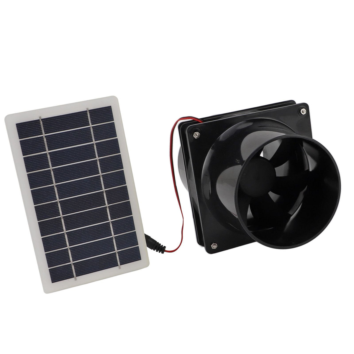 10W 12V Solar Powered Exhaust Fan for Round Pipe ABS Solar Panel Ventilation Fan Kit for Pet House Chicken Coop RV Greenhouse