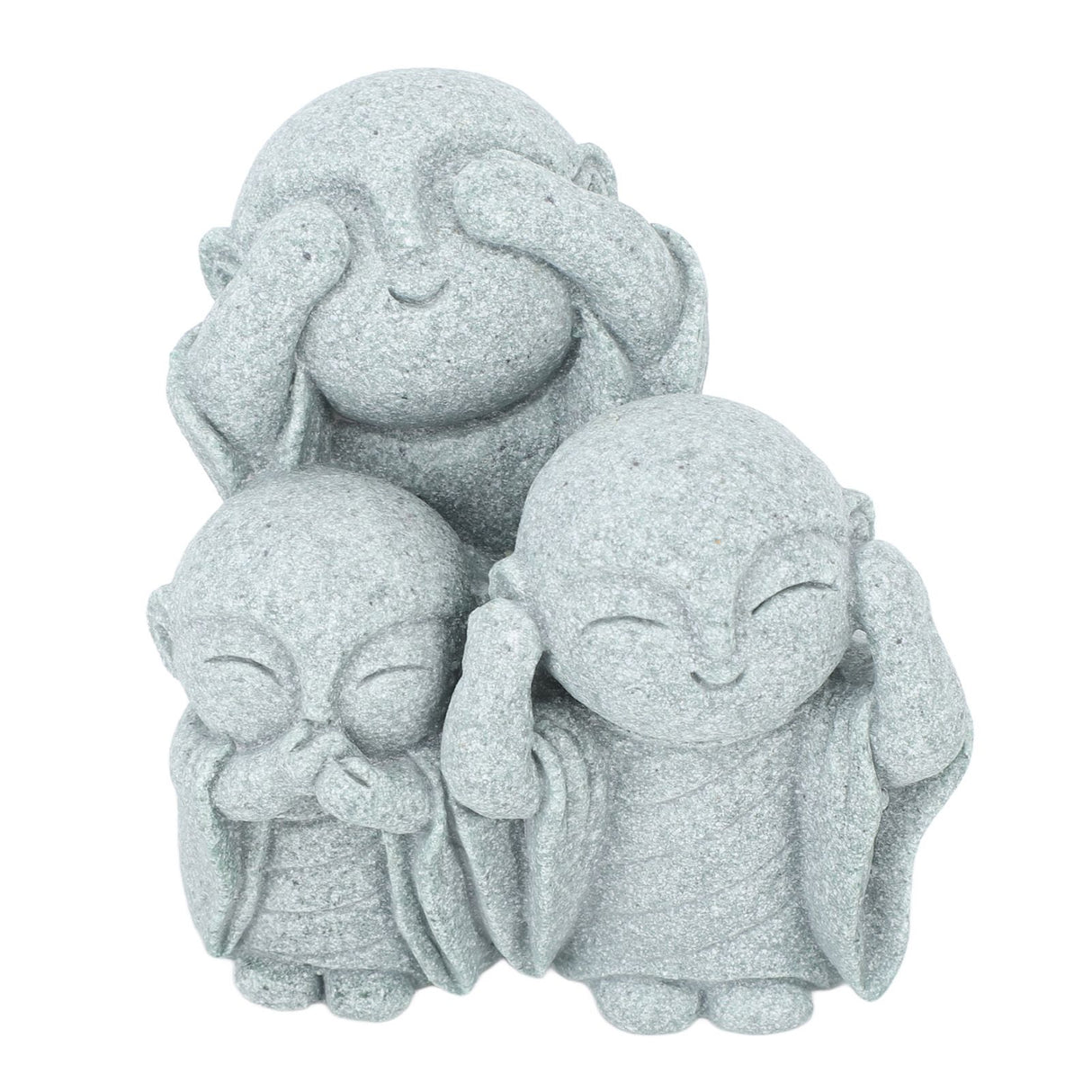 Mini Monk Buddha Statue Chinese Green Sandstone Cute Buddha Figurine 3 Little Monks Ornament for Fish Tank Aquarium Home Garden Decoration Style 3