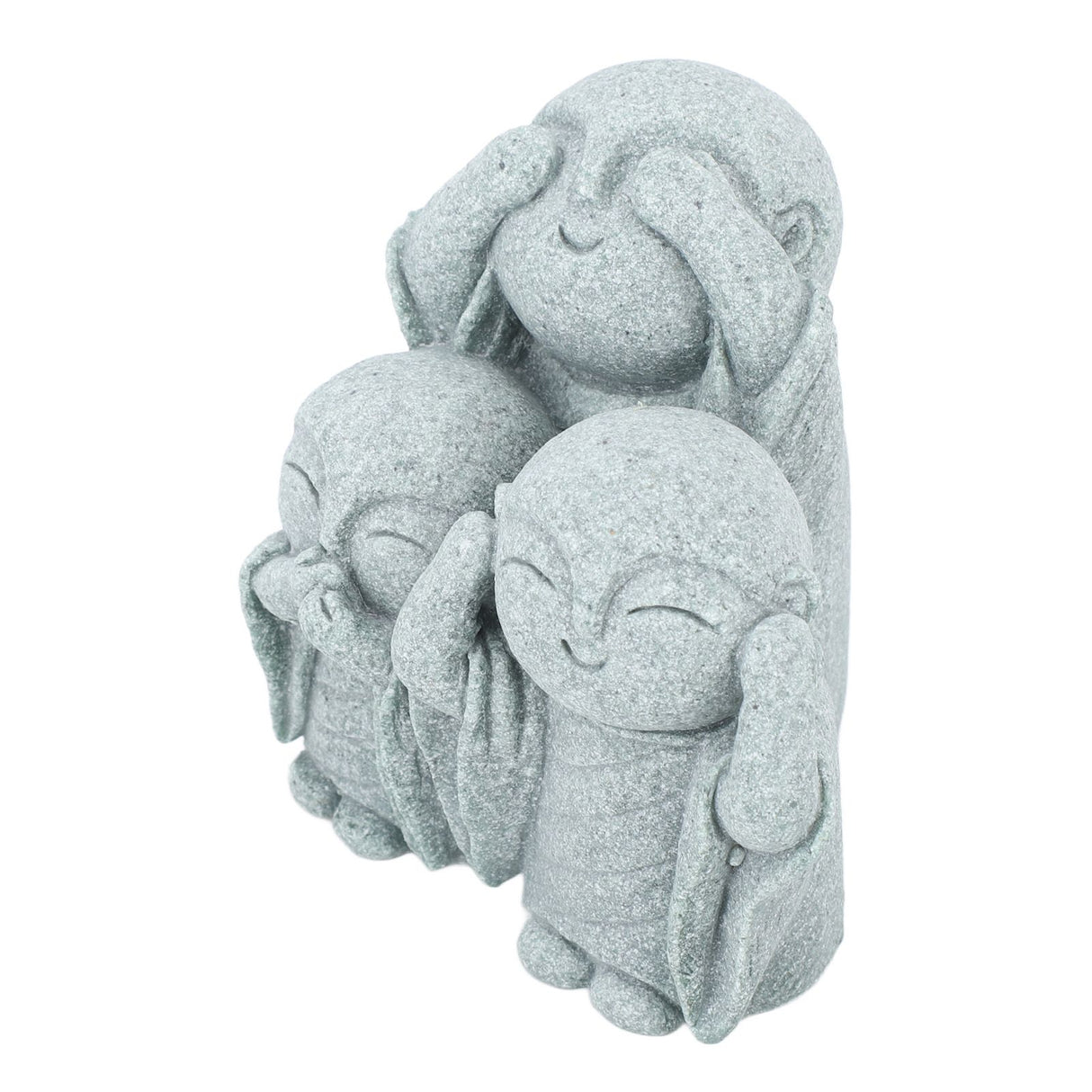 Mini Monk Buddha Statue Chinese Green Sandstone Cute Buddha Figurine 3 Little Monks Ornament for Fish Tank Aquarium Home Garden Decoration Style 3