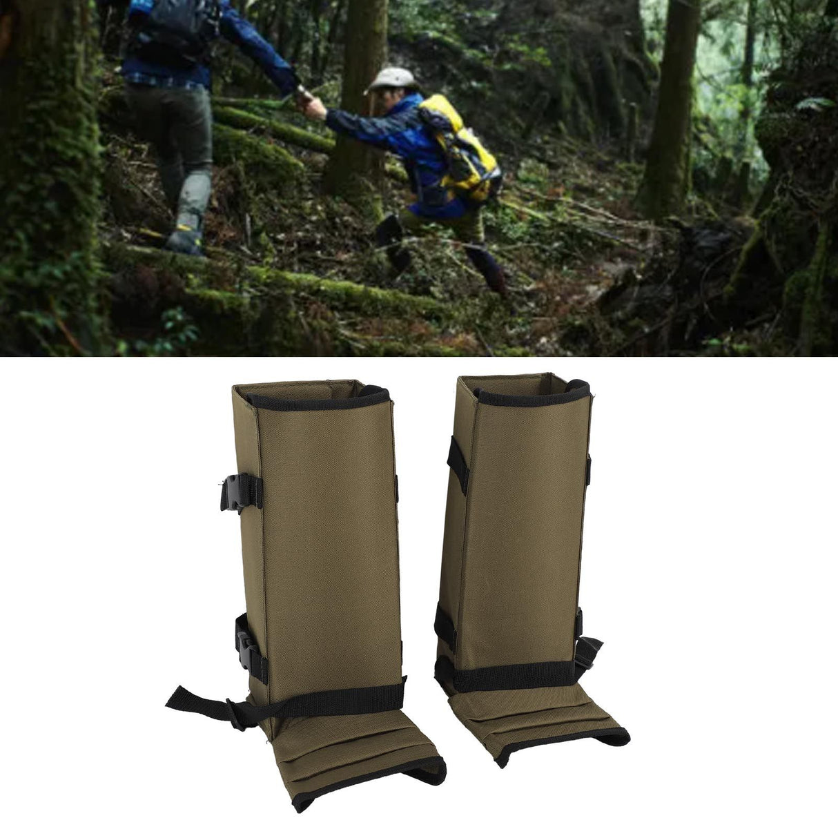 1 Pair Snake Gaiters Polyester Fiber Breathable Lightweight Snake Proof Leg Cover for Hiking Camping Mountaineering OD Green