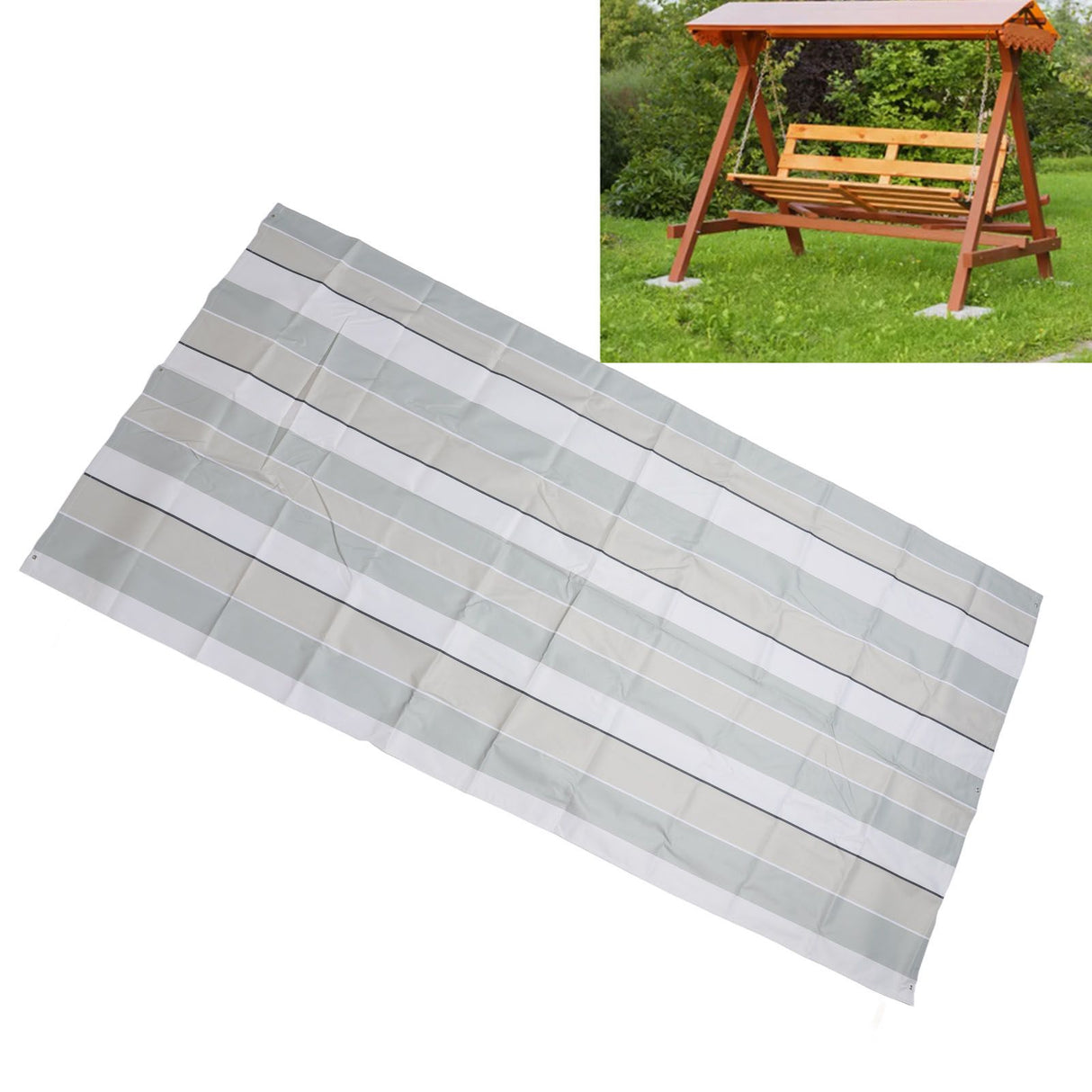 Outdoor Swingset Shade 600D Oxford Cloth Sunproof Waterproof Playground Replacement Canopy Swing Set Tarp Cover for Backyard Striped