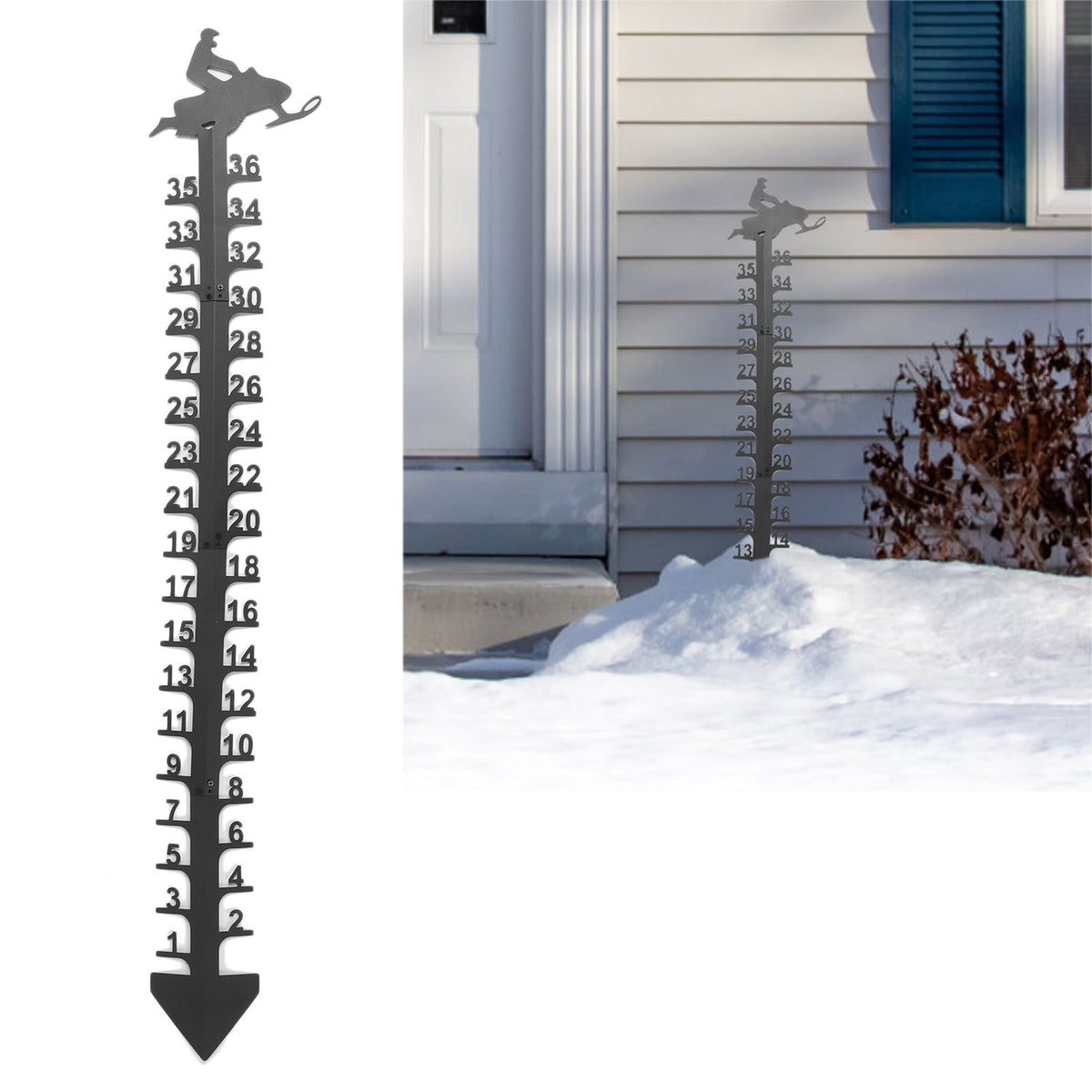 36 Inch Snow Gauge Outdoor Large Iron Snowfall Measuring Gauge Stick Outdoor Snow Depth Measure Rod for Garden Yard Christmas Decorations