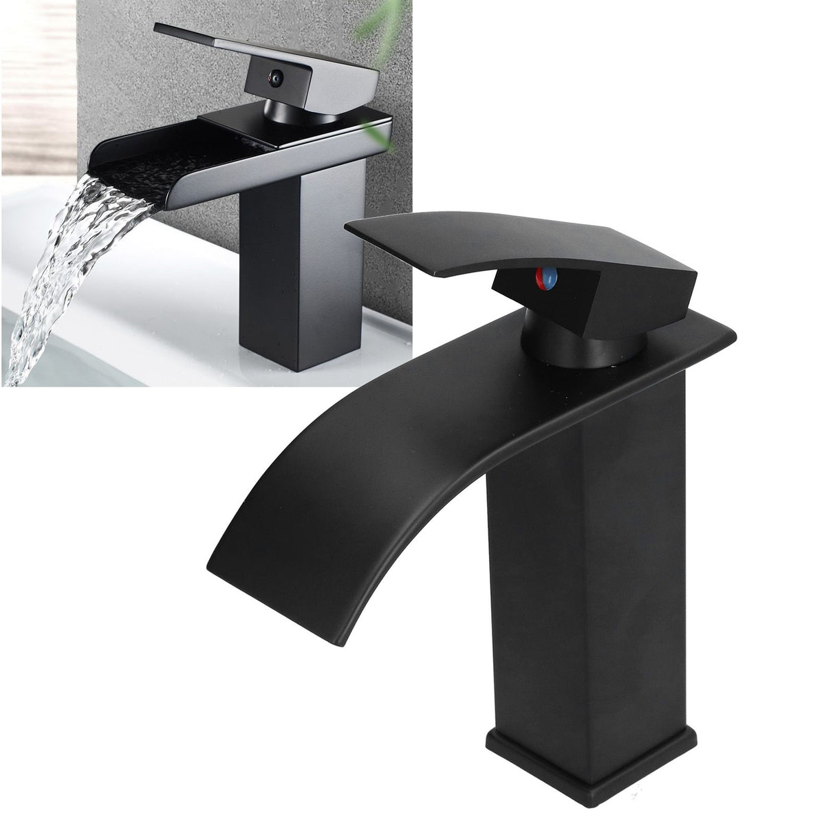 G1/2 Mixer Water Tap Basin Sink Faucet with Long Handle for Bathroom Hotel Homestay Black