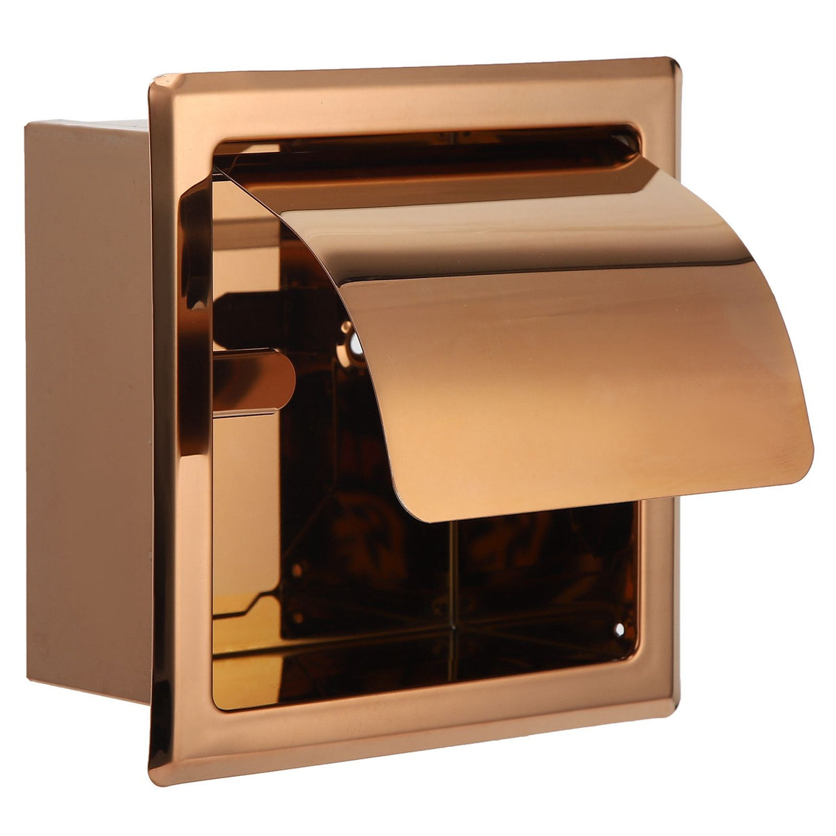Embedded Style Toilet Paper Holder Stainless Steel Paper Towel Holder Toilet Tissue Rack for Hotel Bathroom Rose Gold