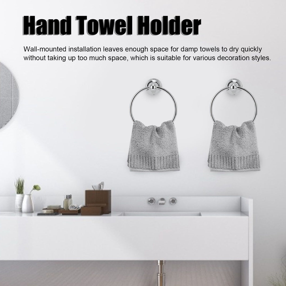 Towel Ring Stainless Steel Hand Towel Holder WallMounted Towel Rack Bathroom Hardware Rack(893 Chromeplate )