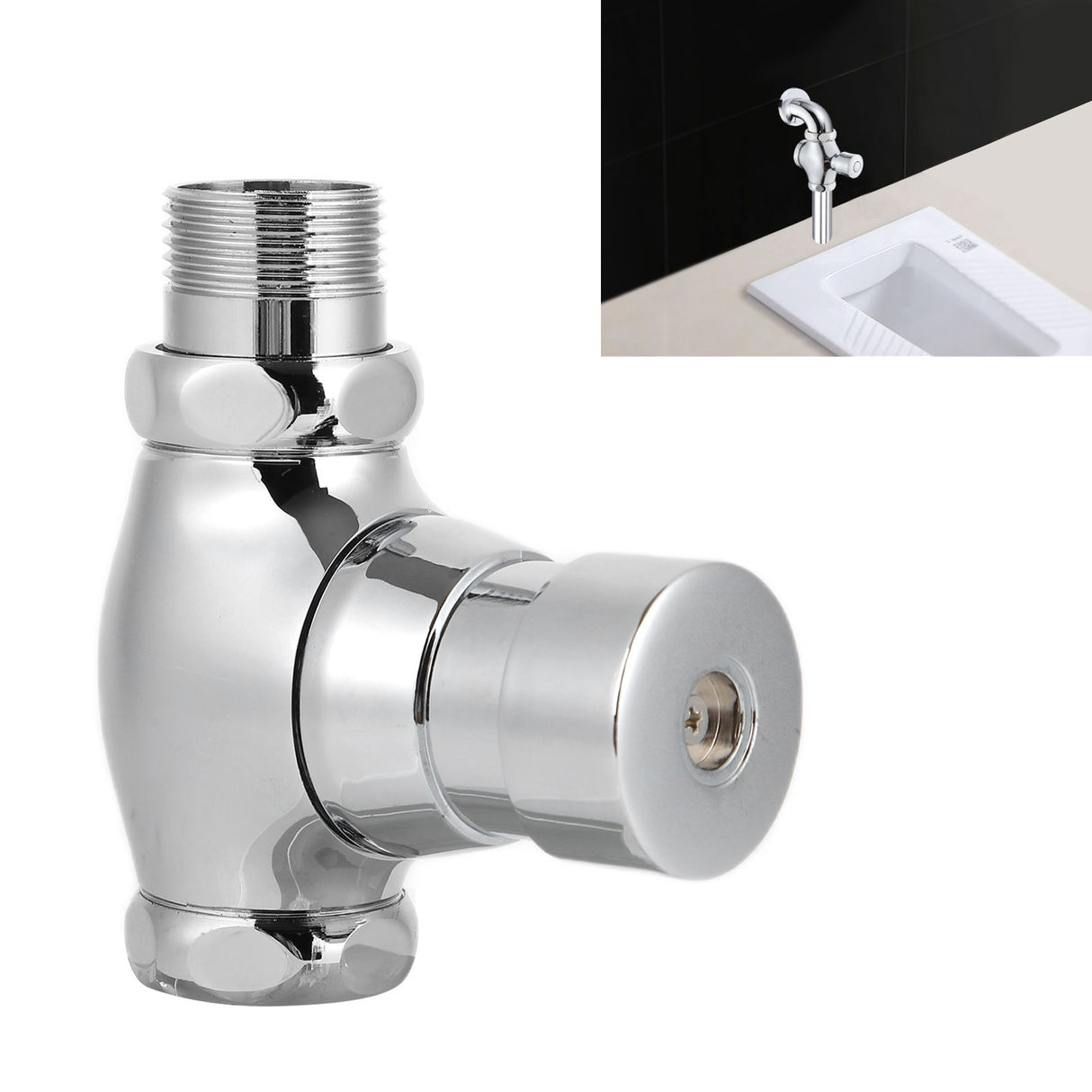 Urinal Flush Valve Brass Hand Pressing Delay Self Closing Bathroom Flushing Valve for Home Hotel Public Toilet