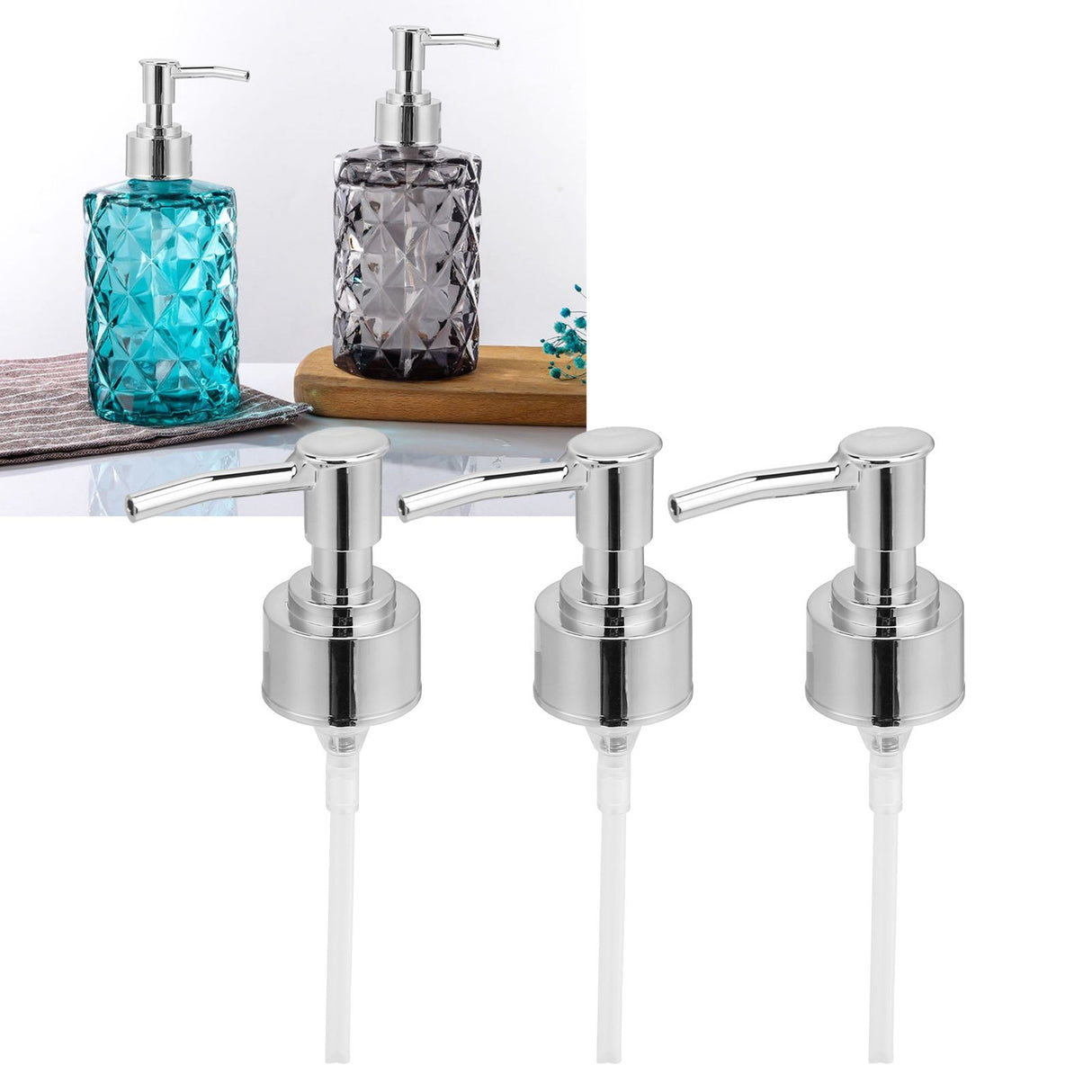 Perfume Bottle Pump Shampoo and Conditioner Bottle Nozzle for Soap Lotion Massage Oil BottleSilver