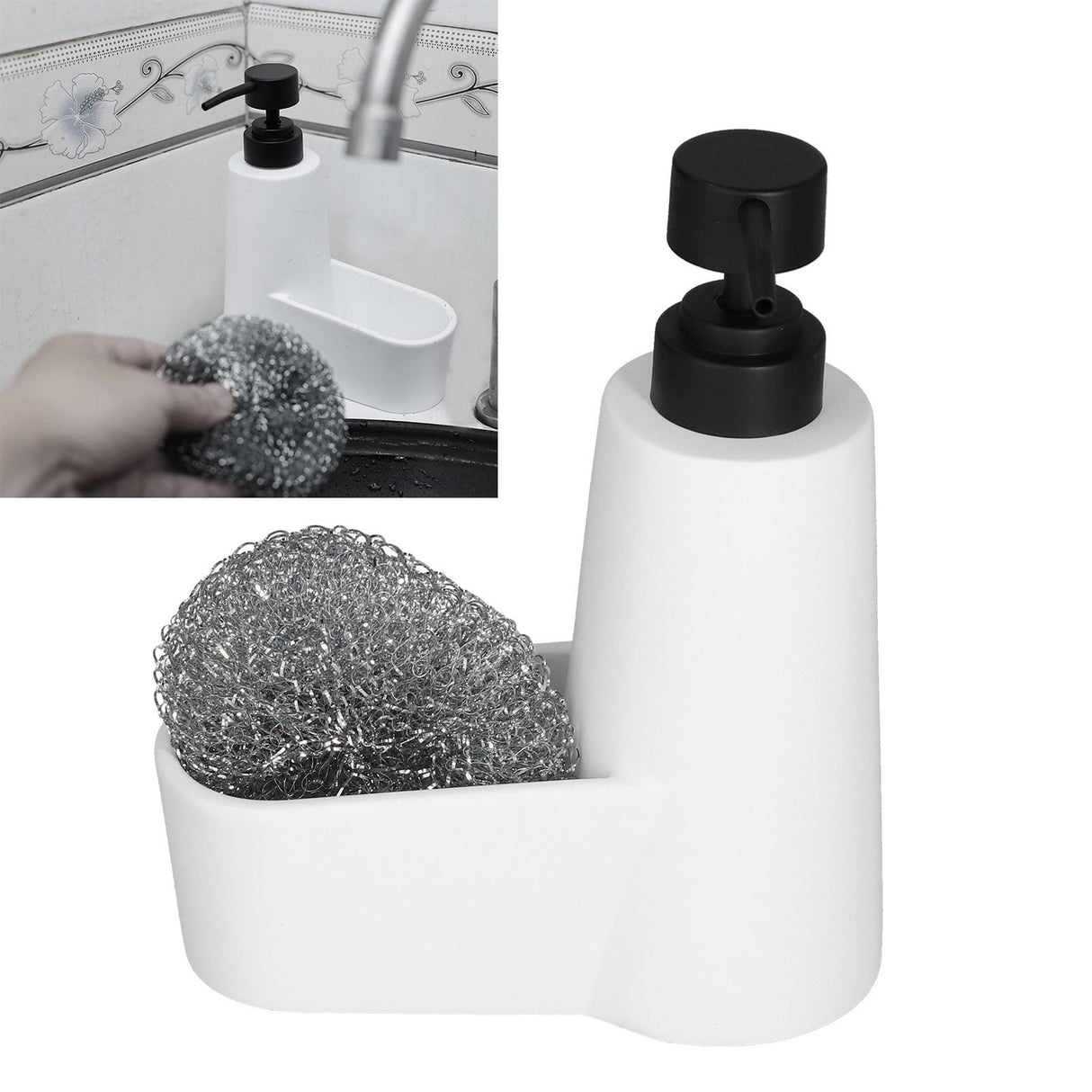 Soap Dispenser Dishwashing Liquid Hand Soap Pump with A Steel Ball for Bathroom and Kitchen SinkWhite