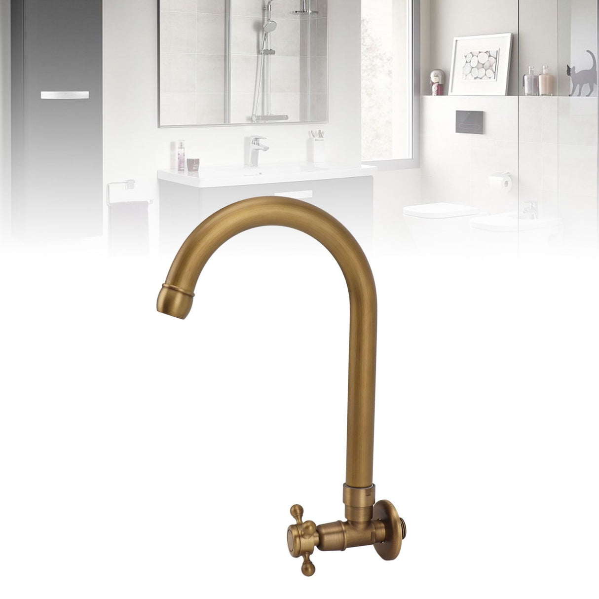 Garden Outdoor Faucet Antique In Wall Frost Crack Prevention 360 Degree Rotation Single Cold Water Faucet Tap Round Mouth