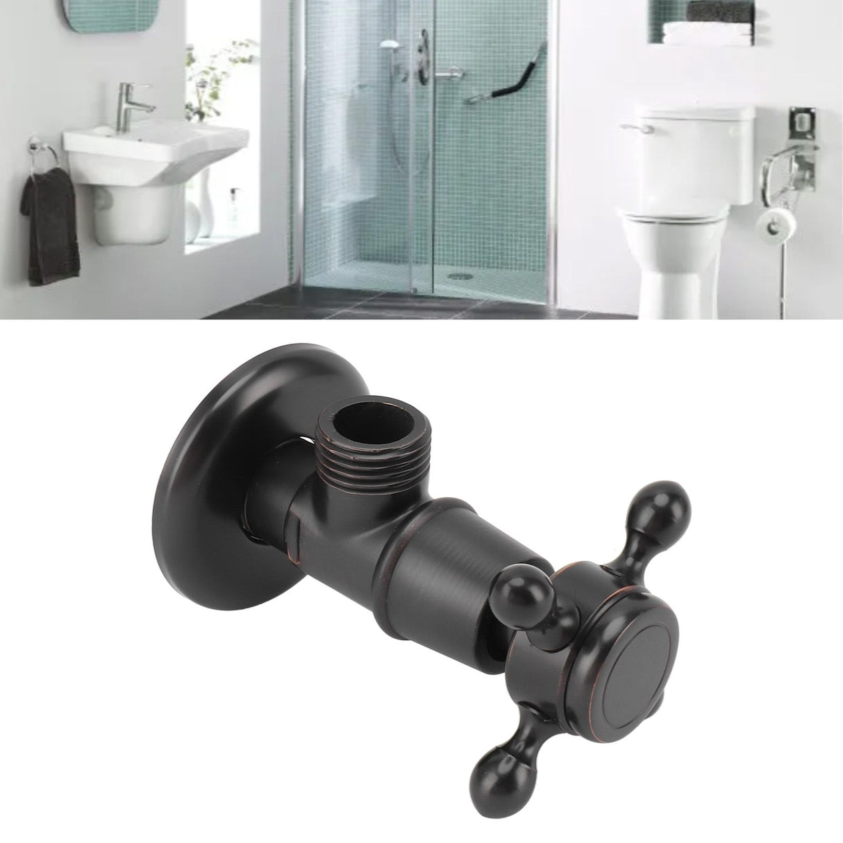 Solid Brass Angle Stop Valve Retro Thickened Cold Hot Triangle Valve Explosion Proof Water Shut Off Valve Black