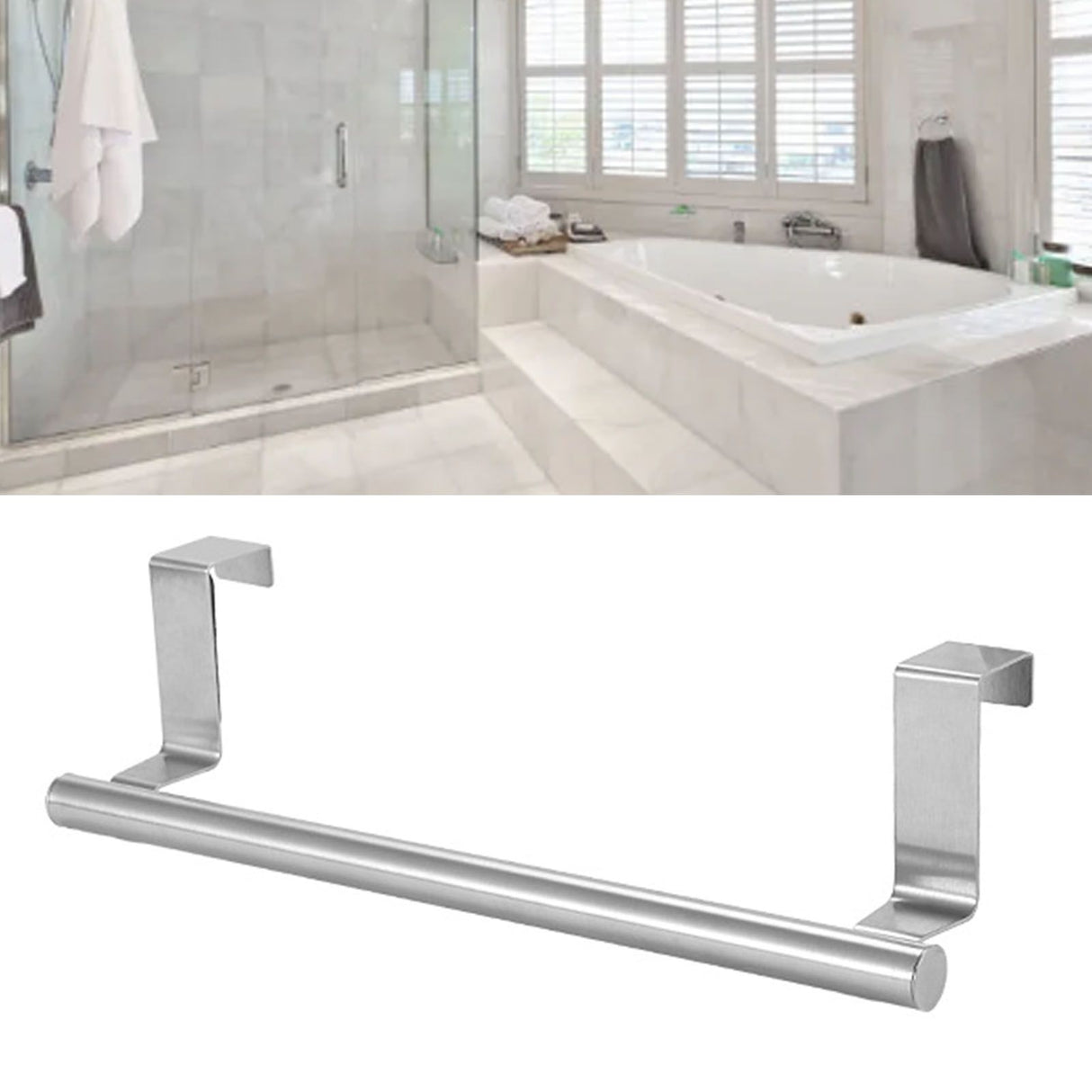 Multi Purpose Stainless Steel Single Bar Towel Rack Hole Free Towel Rack Bathroom Towel Bar S 6.2x23.5cm