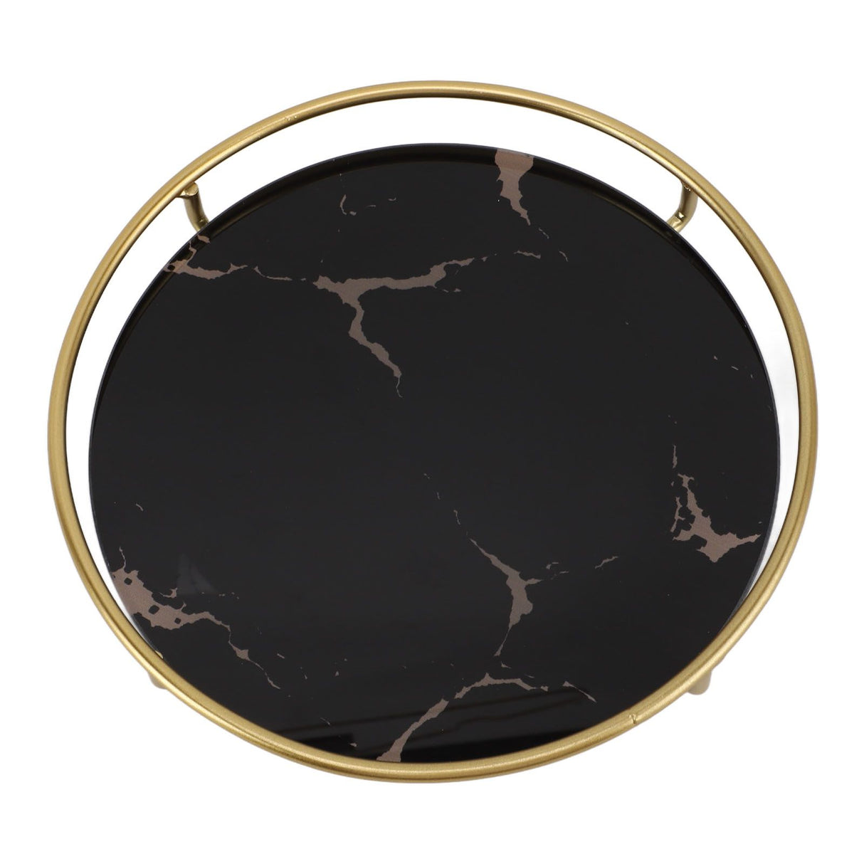 Bathroom Tray Skid Resistant Bathroom Vanity Tray Stylish Elegant Countertop Organizer Tray for Cosmetics Jewelry Black Round
