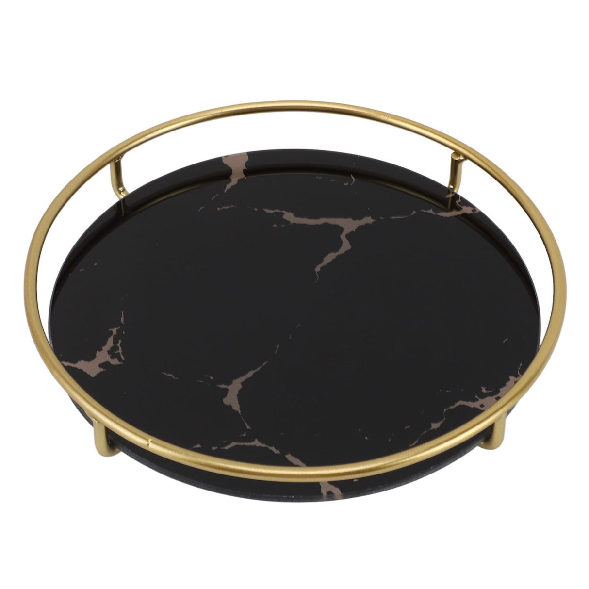 Bathroom Tray Skid Resistant Bathroom Vanity Tray Stylish Elegant Countertop Organizer Tray for Cosmetics Jewelry Black Round