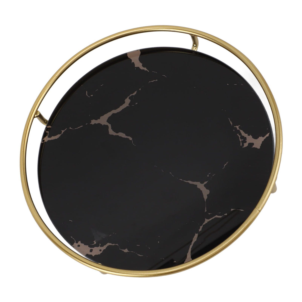 Bathroom Tray Skid Resistant Bathroom Vanity Tray Stylish Elegant Countertop Organizer Tray for Cosmetics Jewelry Black Round
