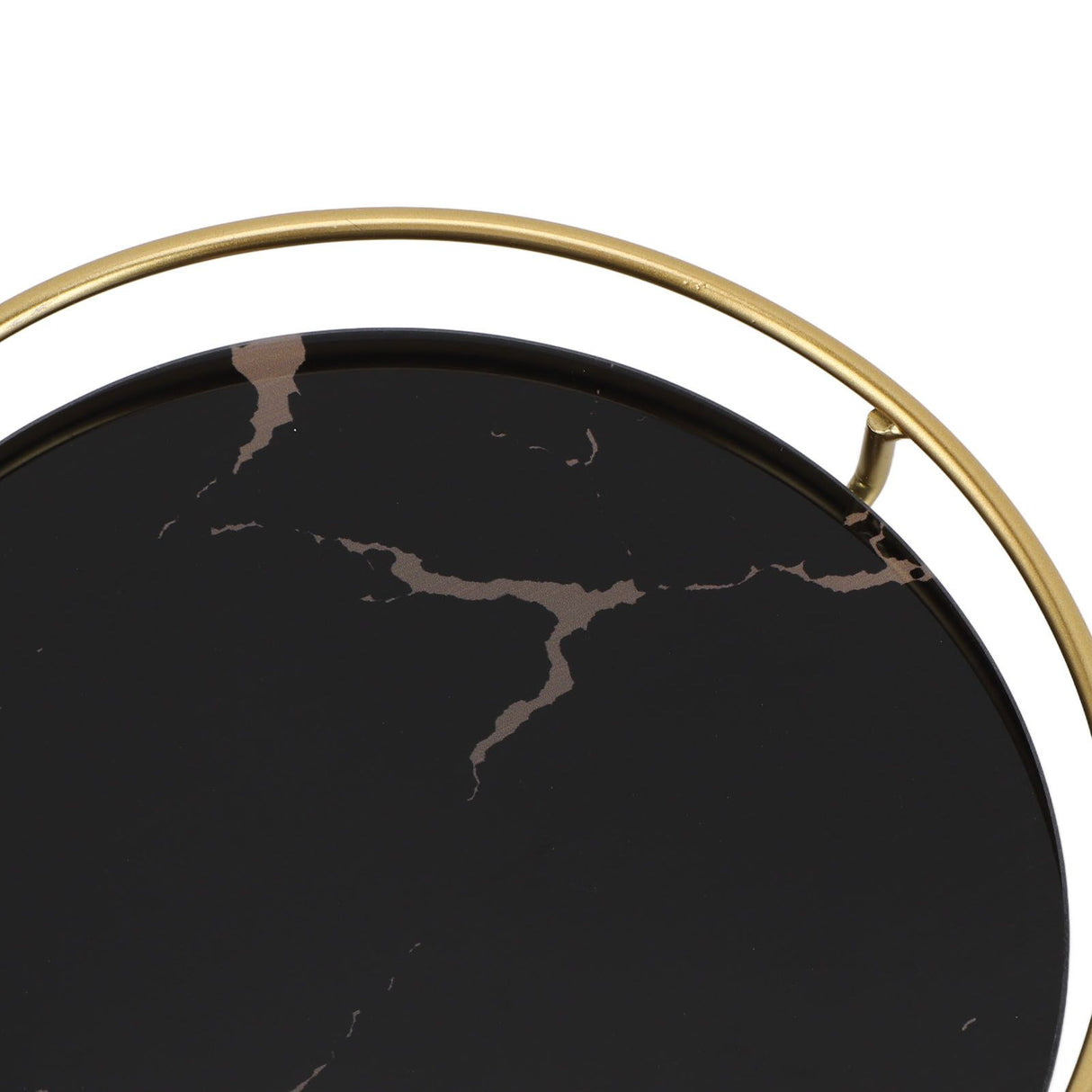 Bathroom Tray Skid Resistant Bathroom Vanity Tray Stylish Elegant Countertop Organizer Tray for Cosmetics Jewelry Black Round