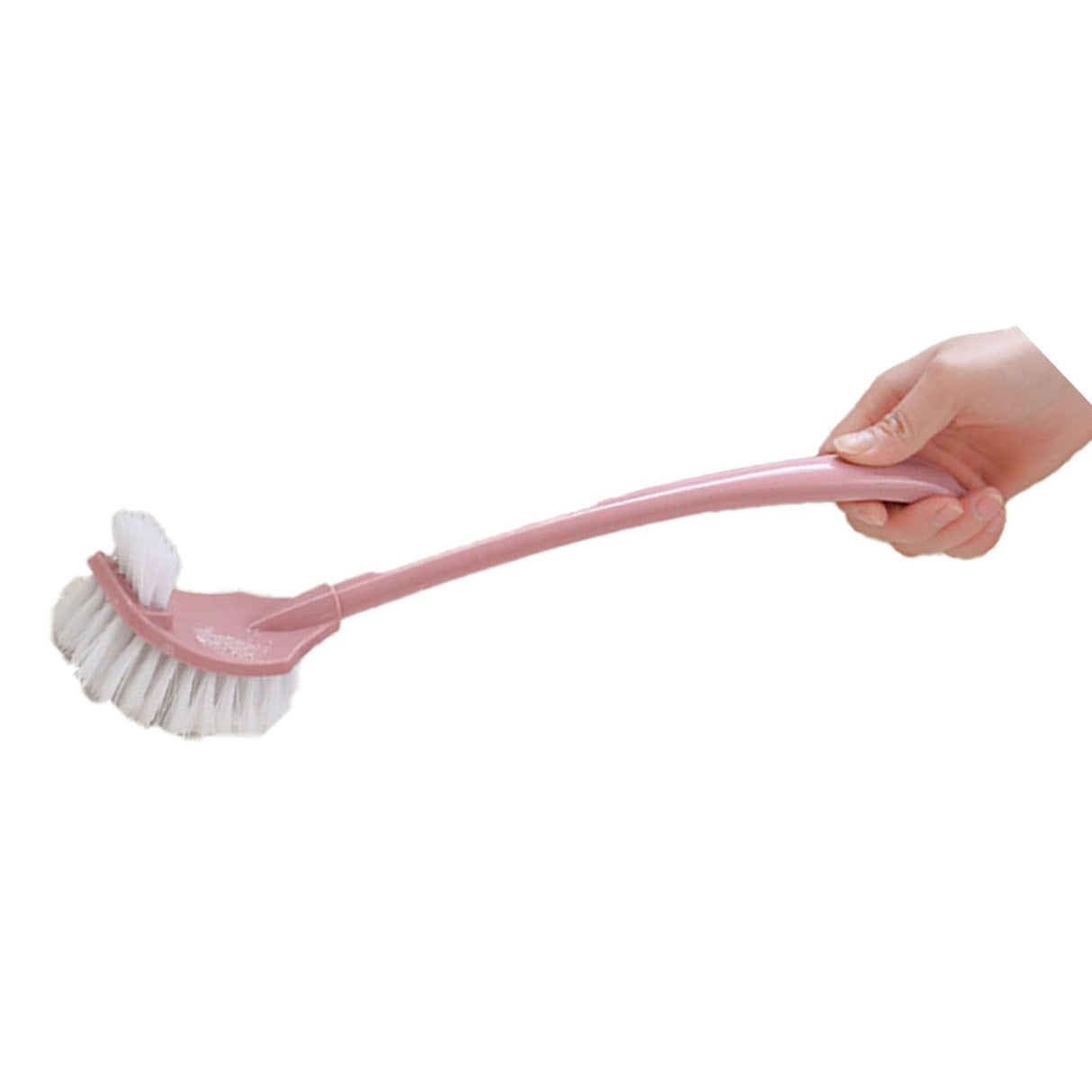 Toilet Brush Set Plastic Double Sided Brush Head Toilet Scrubber Holder Set for Home Hotel Bedroom Pink